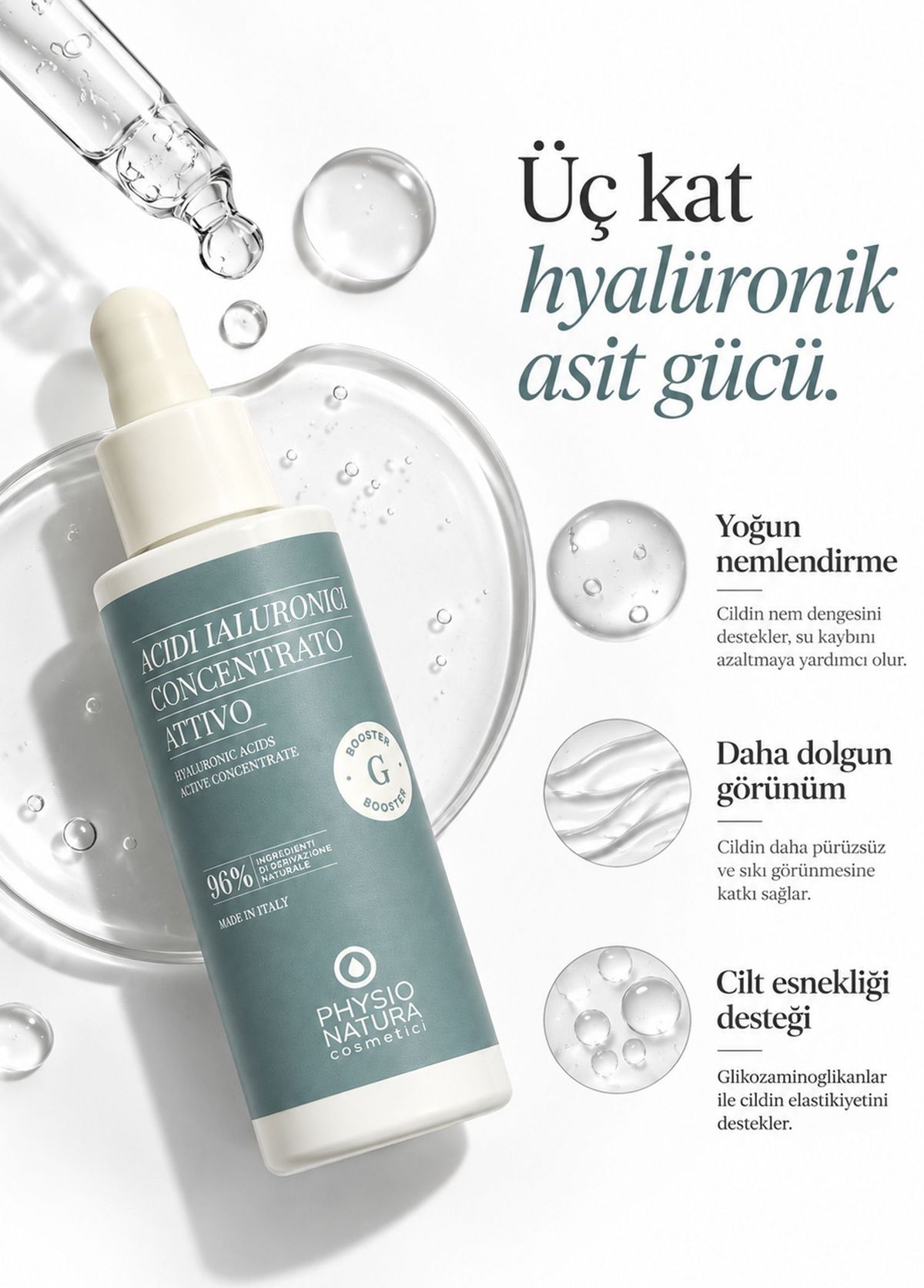 Physio Natura Hyaluronik Asit Nemlendirici  Konsantre Cilt Serumu 30 ml - 3