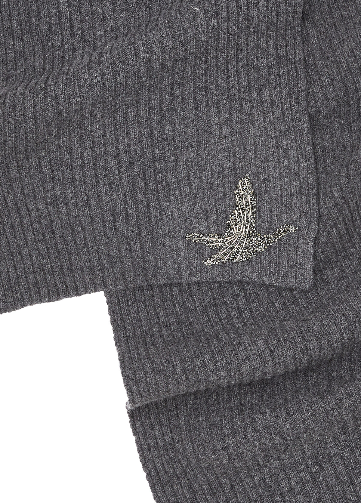 Beymen Club Anthracite Rib Women's Wool Scarf - 3