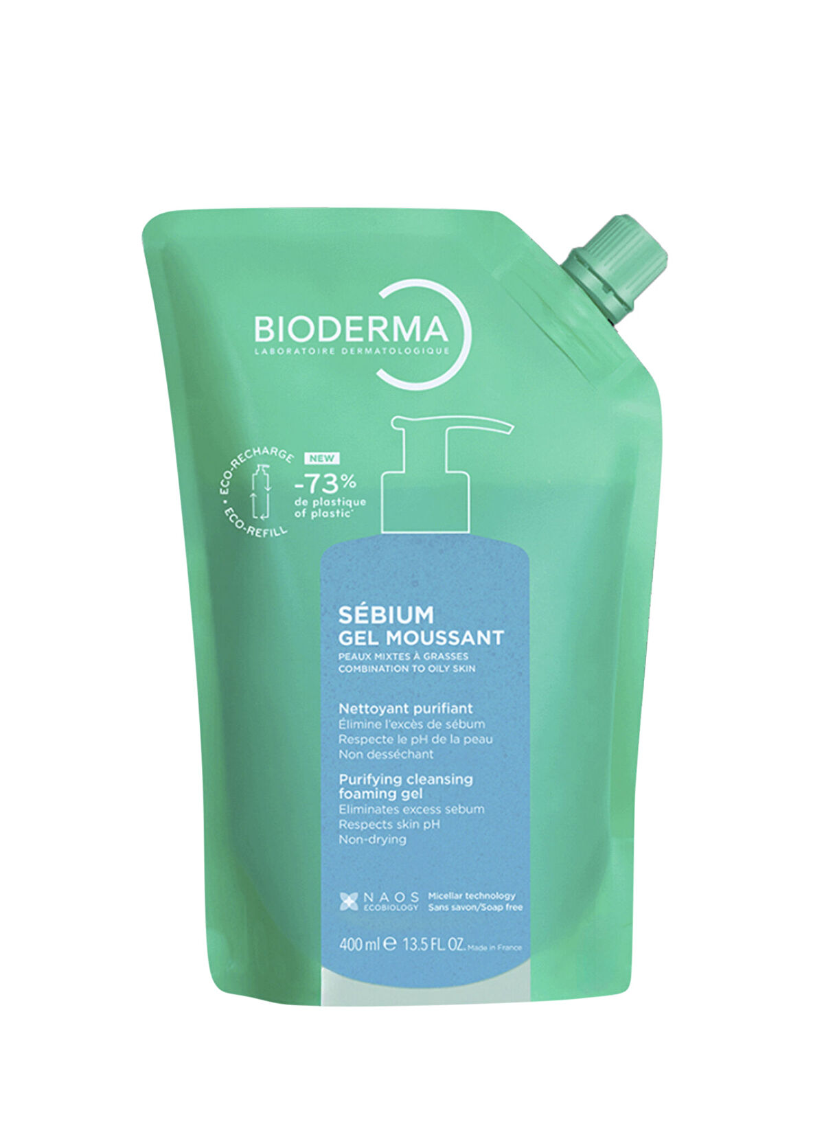 Bioderma Sebium Foaming Gel Refill Purifying and Cleansing Gel for Combination and Oily Skin 400 ml - 1