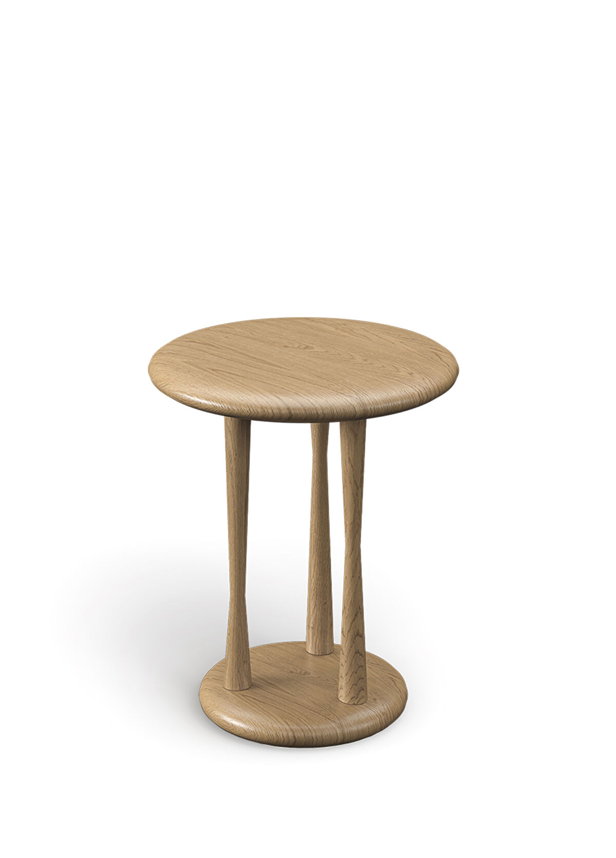 Borbo Day Meşe Masif Ahşap Yuvarlak Tablalı Yan Sehpa - 1