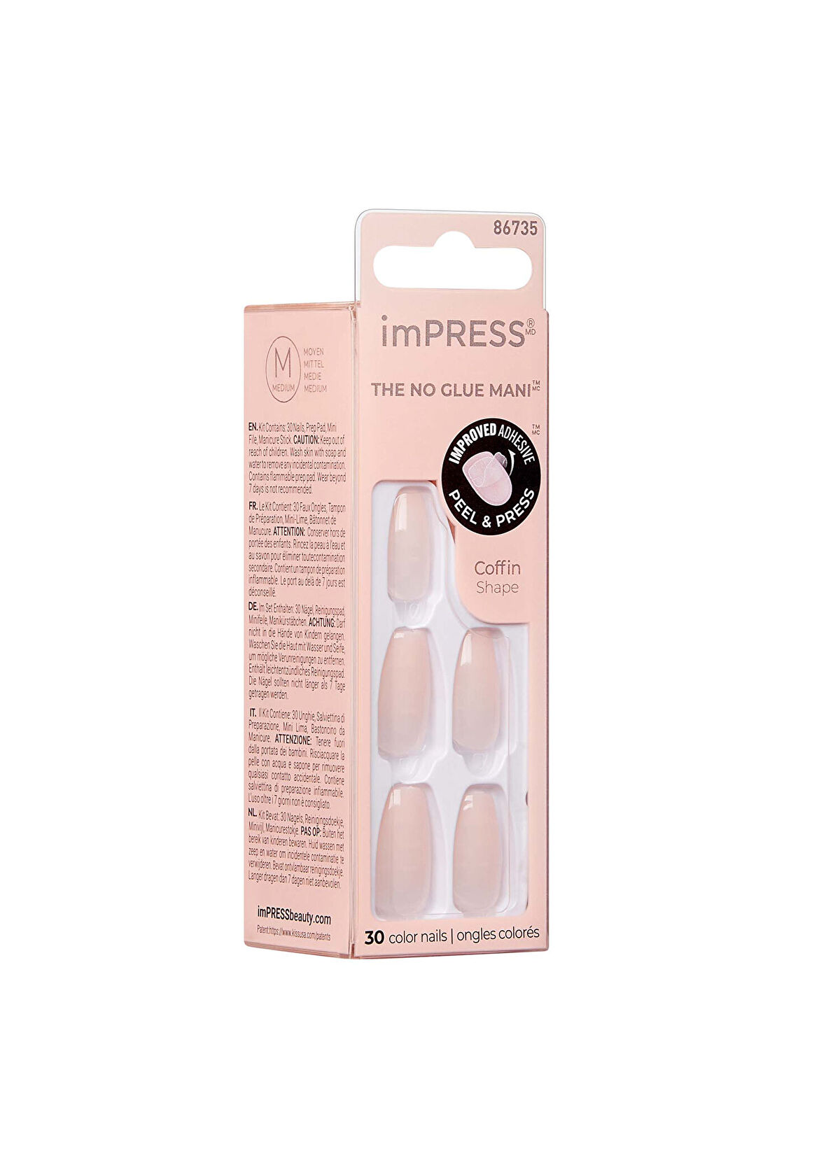 Impress Color Nude Self-Adhesive Long Fake Nail - 3