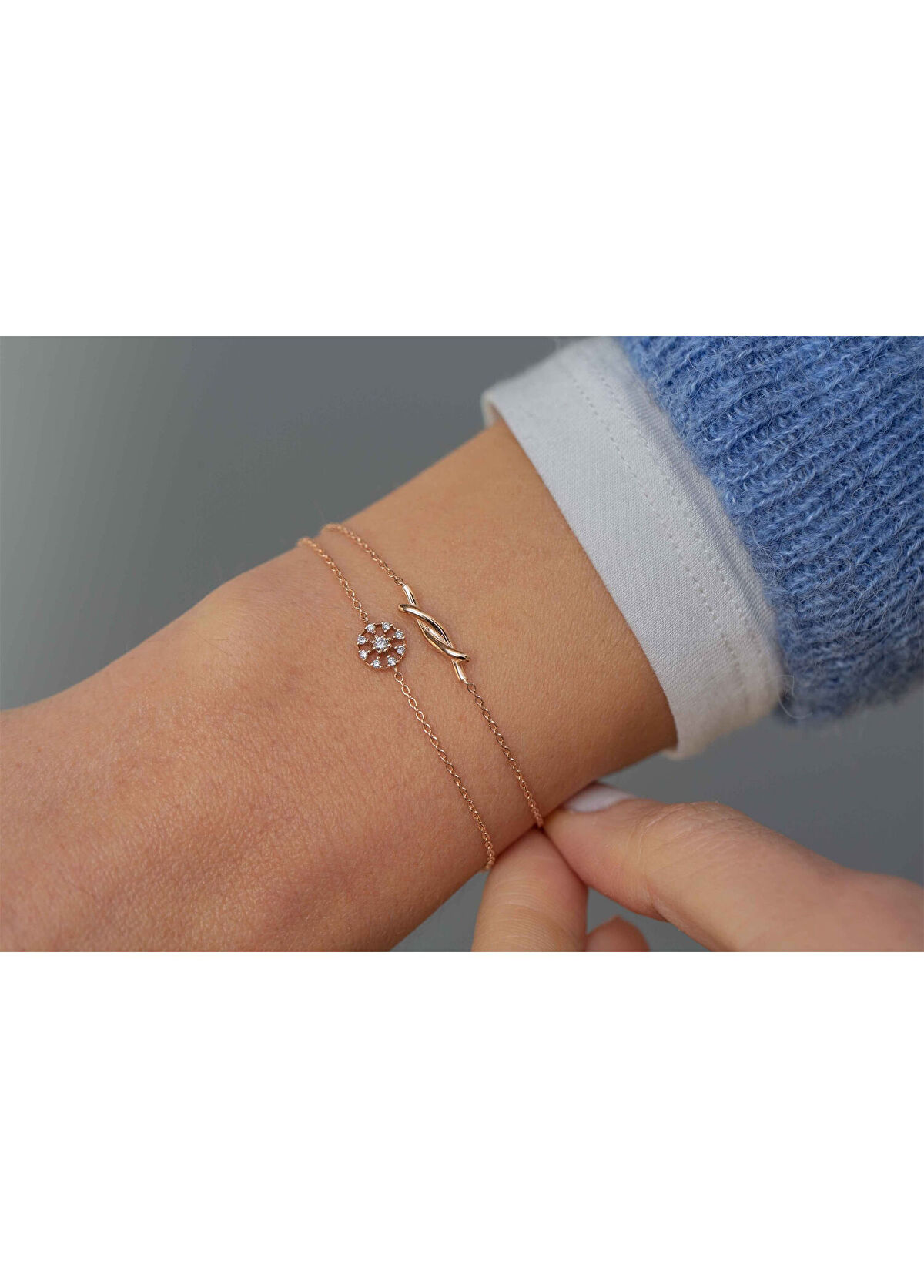 Reis Kuyumculuk Mini Tanem 14 Ayar Altın Pırlanta Taşlı Kadın Bileklik - 3