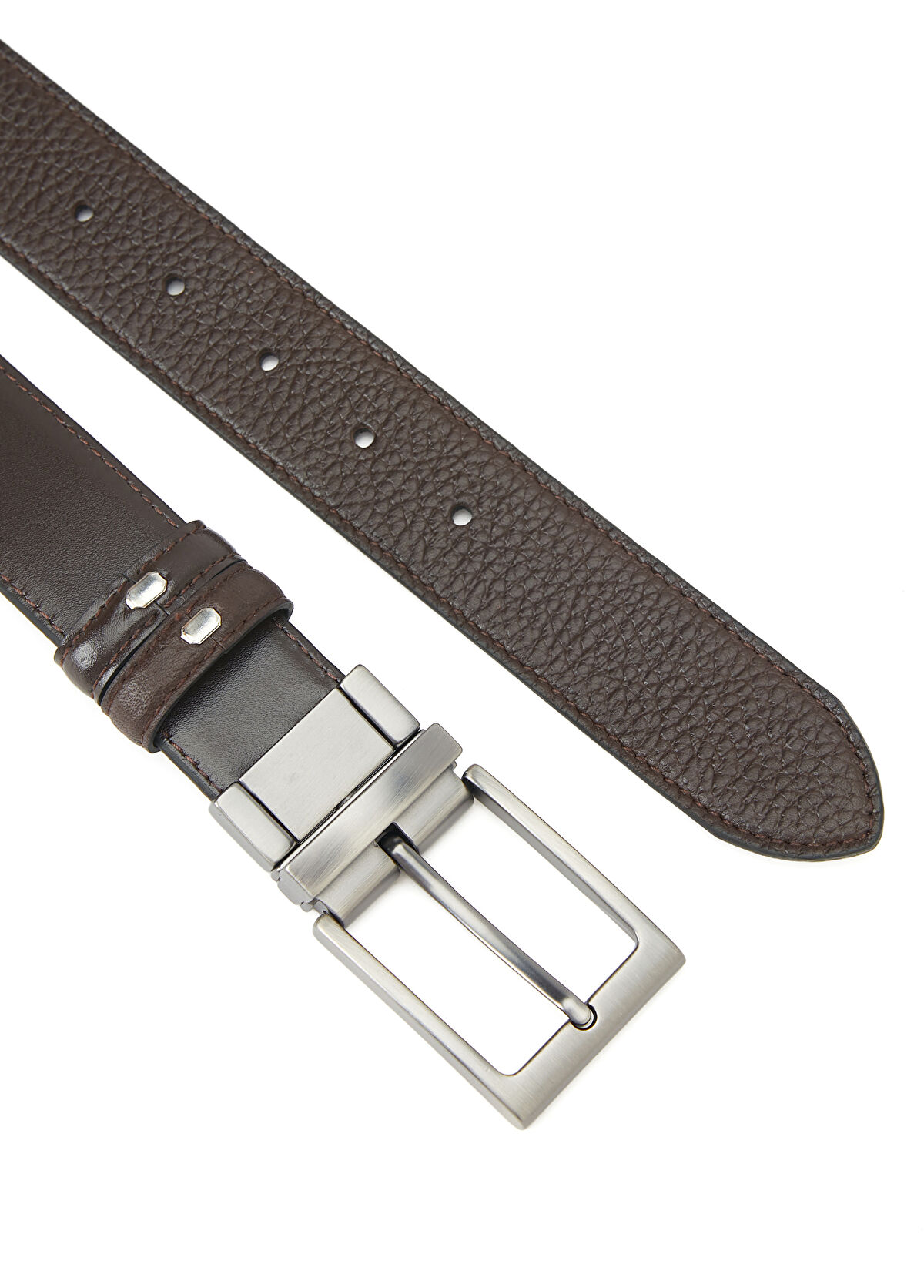 Beymen Club Kahverengi Çift Taraflı Erkek Deri Kemer - 3