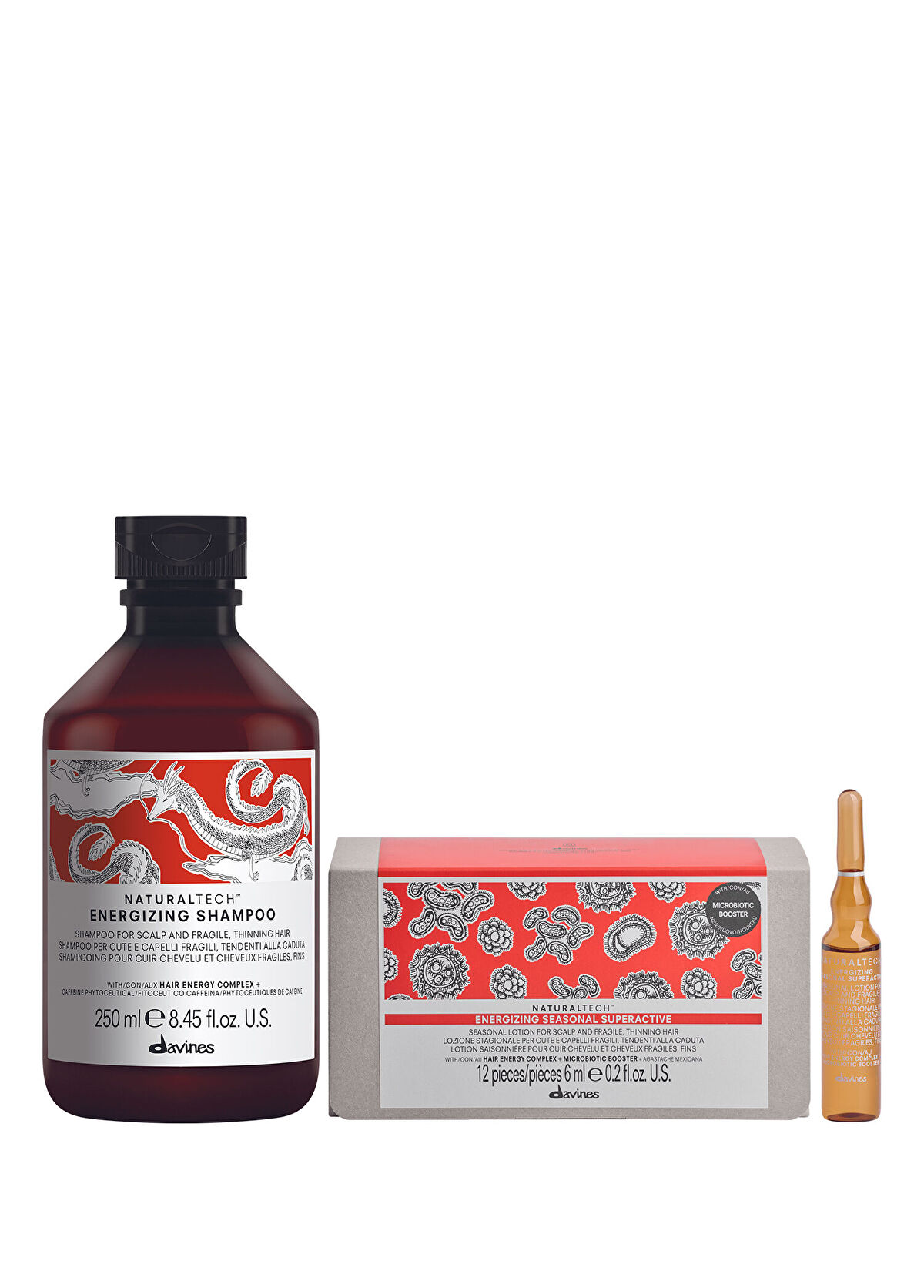 Davines Energizing 2'li Set  Dökülme Önleyici Şampuan 250 ml + Bakım Ampulleri 12x6 ml  - 1