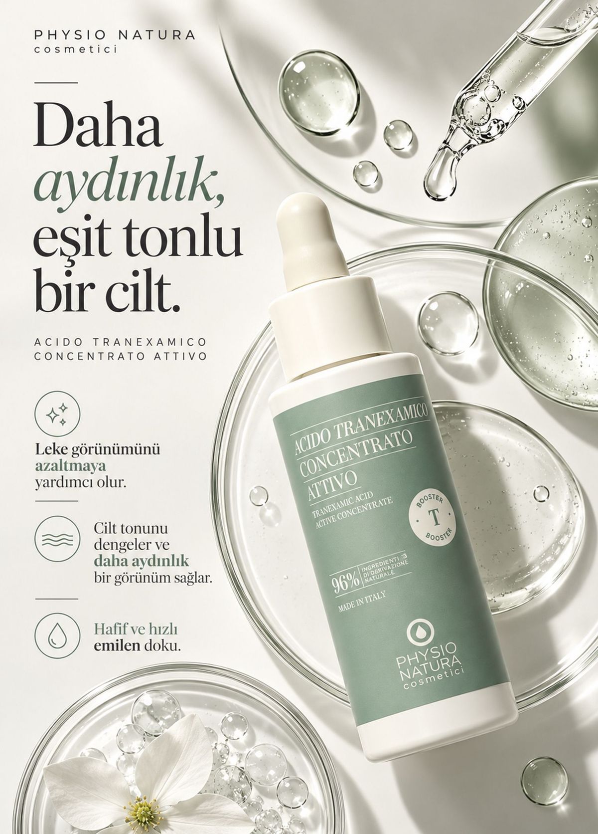 Physio Natura Yoğun Aktif Konsantre Traneksamik Asit Aydınlatıcı Cilt Serumu 30 ml - 3