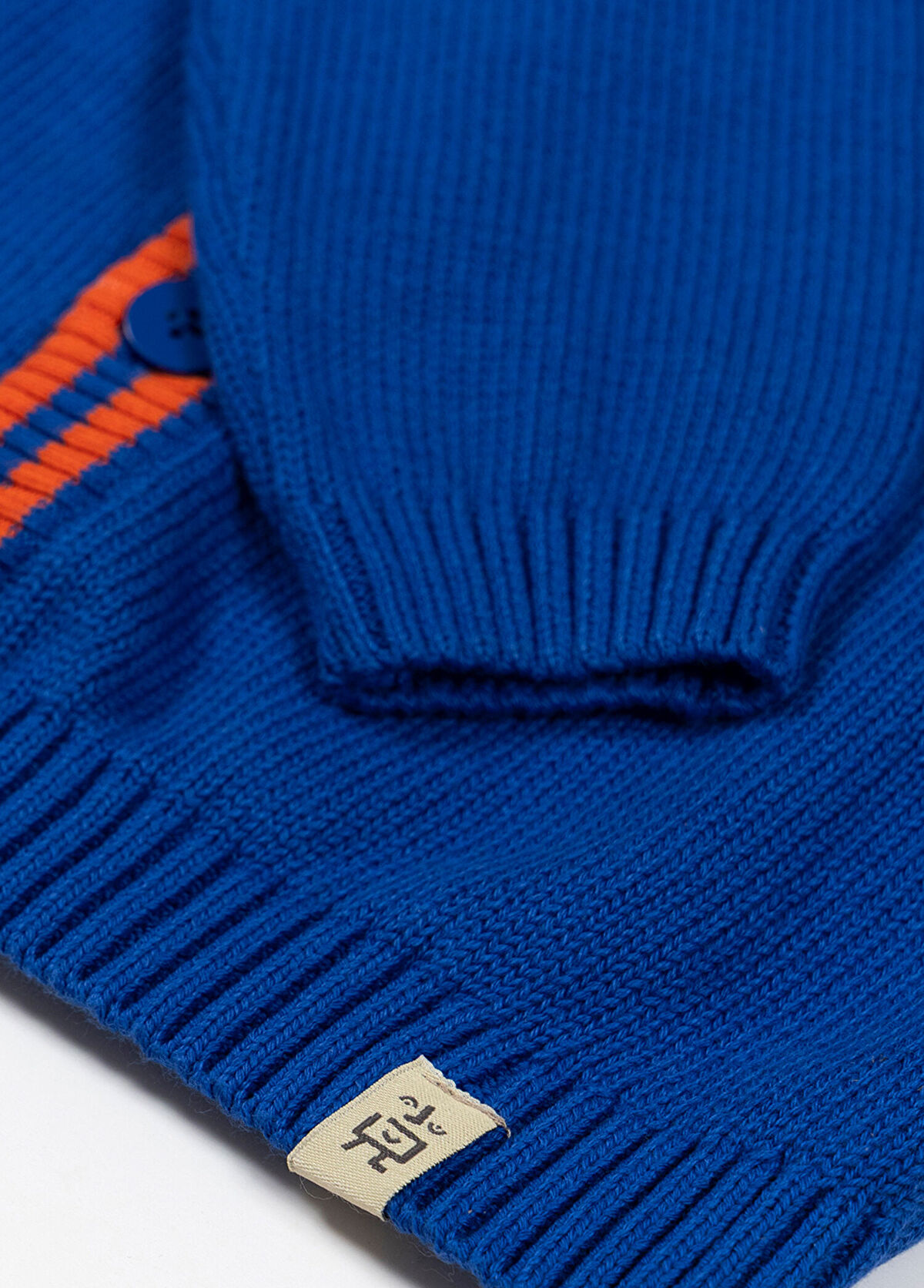 Beetlebeez Stripes Orange Piping Blue Boys' Knitwear Cardigan - 3