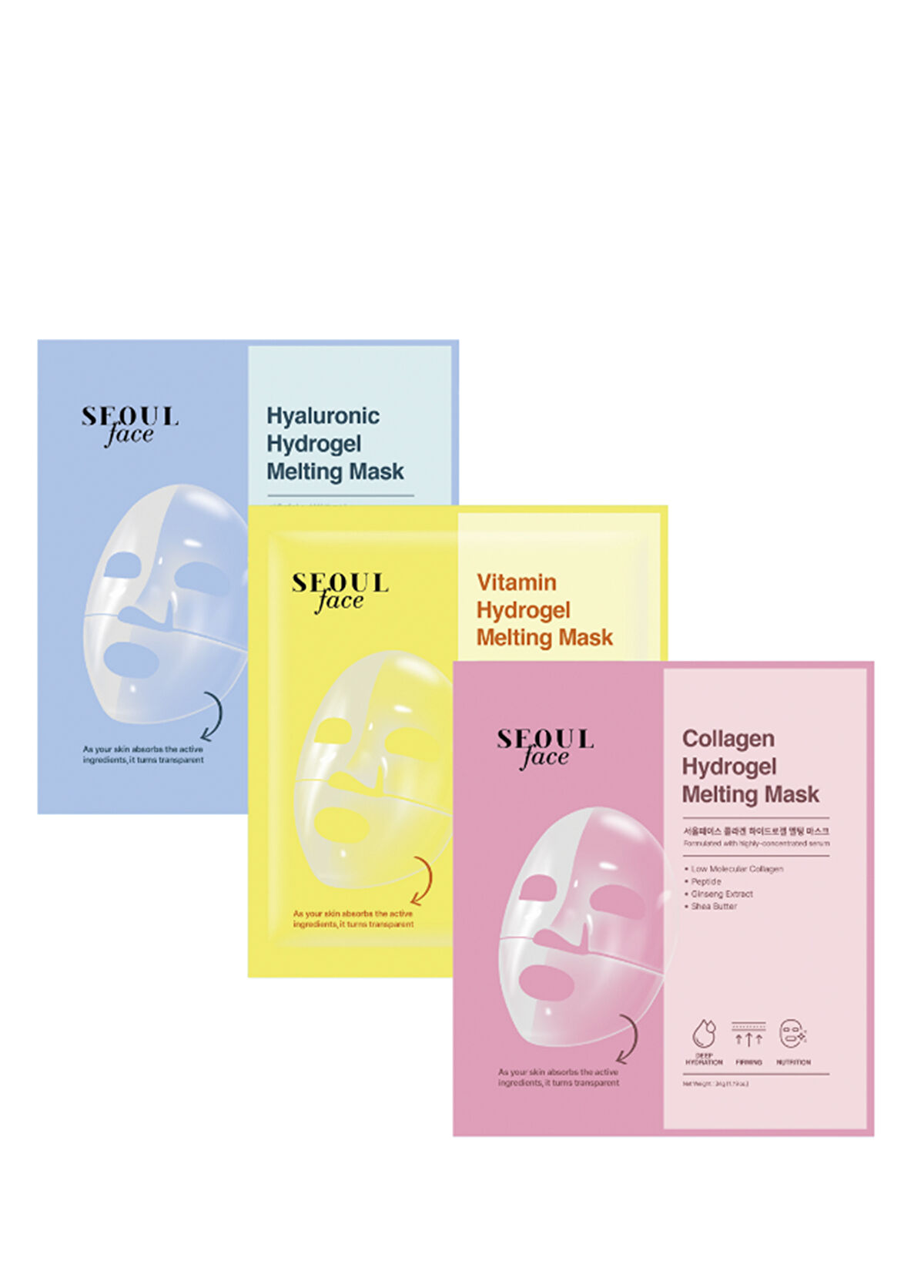 Dermal Vitamin Kolajen Hiyalüronik Asit Özlü Hydrojel Şeffaflaşan Eriyen 3^lü Yüz Maskesi 34 gr - 1