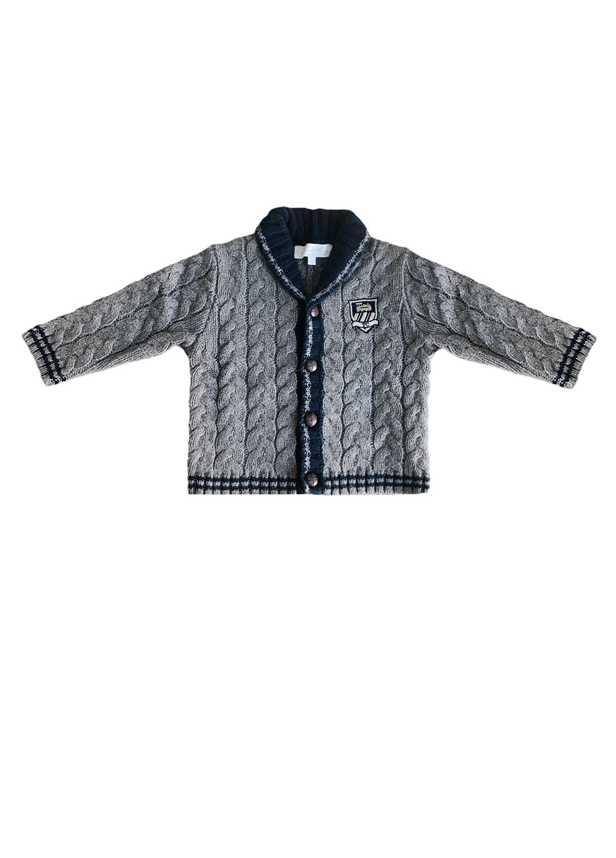 Tartine Et Chocolat Gri Saç Örgülü Erkek Bebek Hırka - 1