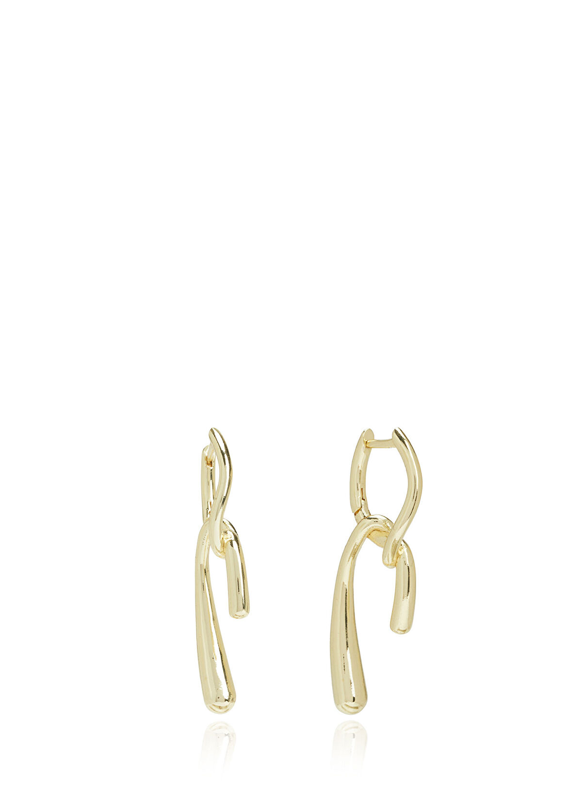 Beymen Club Gold Double Women's Fold Earrings - 3