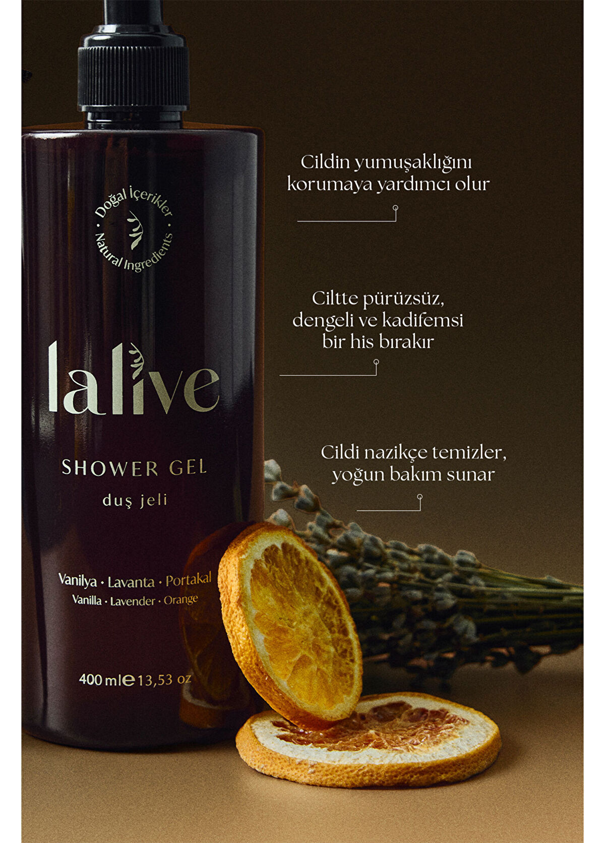 Lalive Vanilla Lavender Orange Natural Shower Gel 400 ml - 3