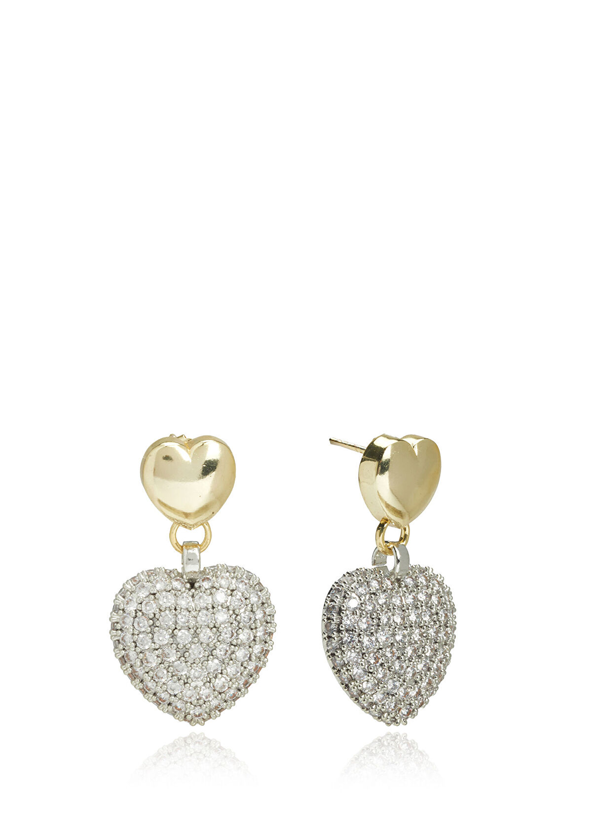 Beymen Club Zircon Detailed Heart-Shaped Women's Earrings - 3