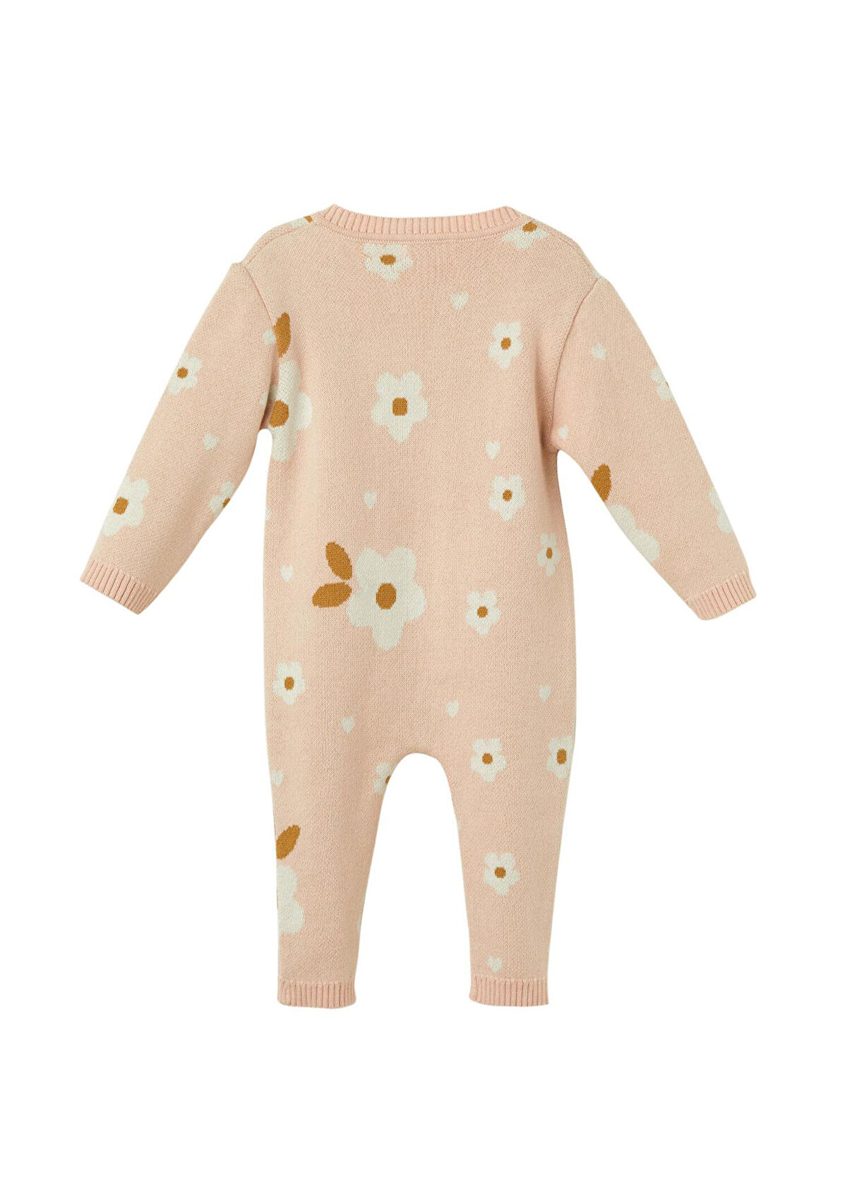 Patique Kids Pembe Çiçekli Organik Pamuk Uzun Kollu Kız Bebek Tulum - 3