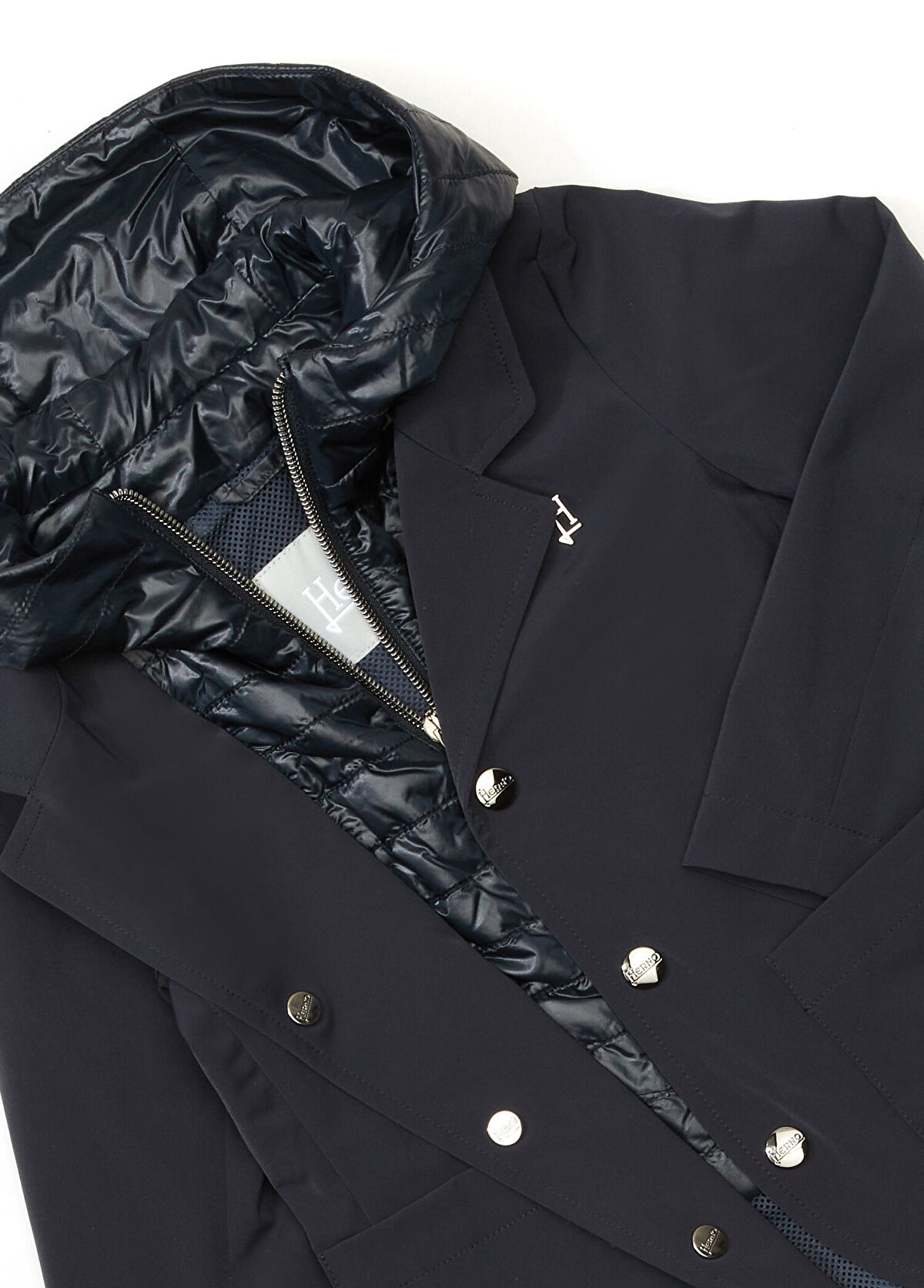 Herno Koyu Mavi Kapüşonlu Erkek Çocuk Ceket - 3