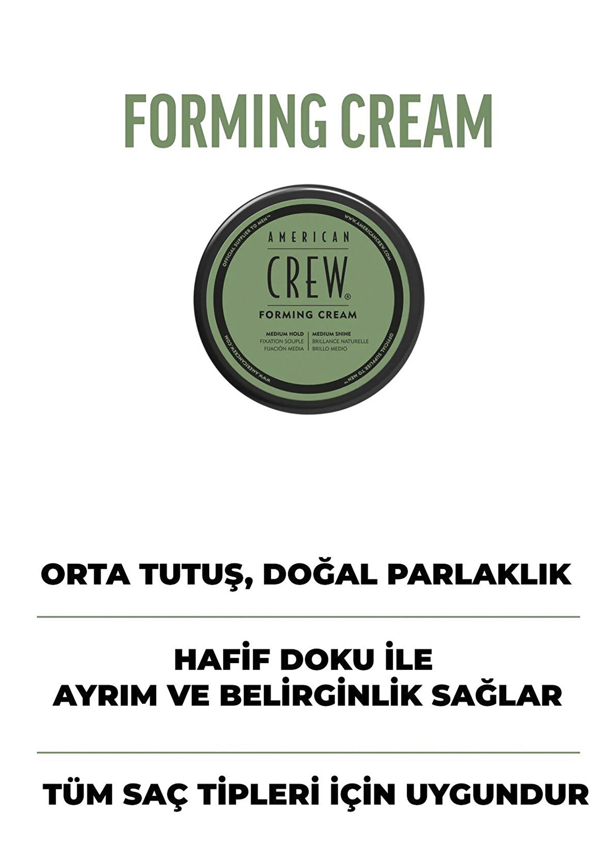 American Crew Forming Cream Erkekler İçin Orta Tutuşlu Şekillendirici Saç Pomadı 85 gr - 3