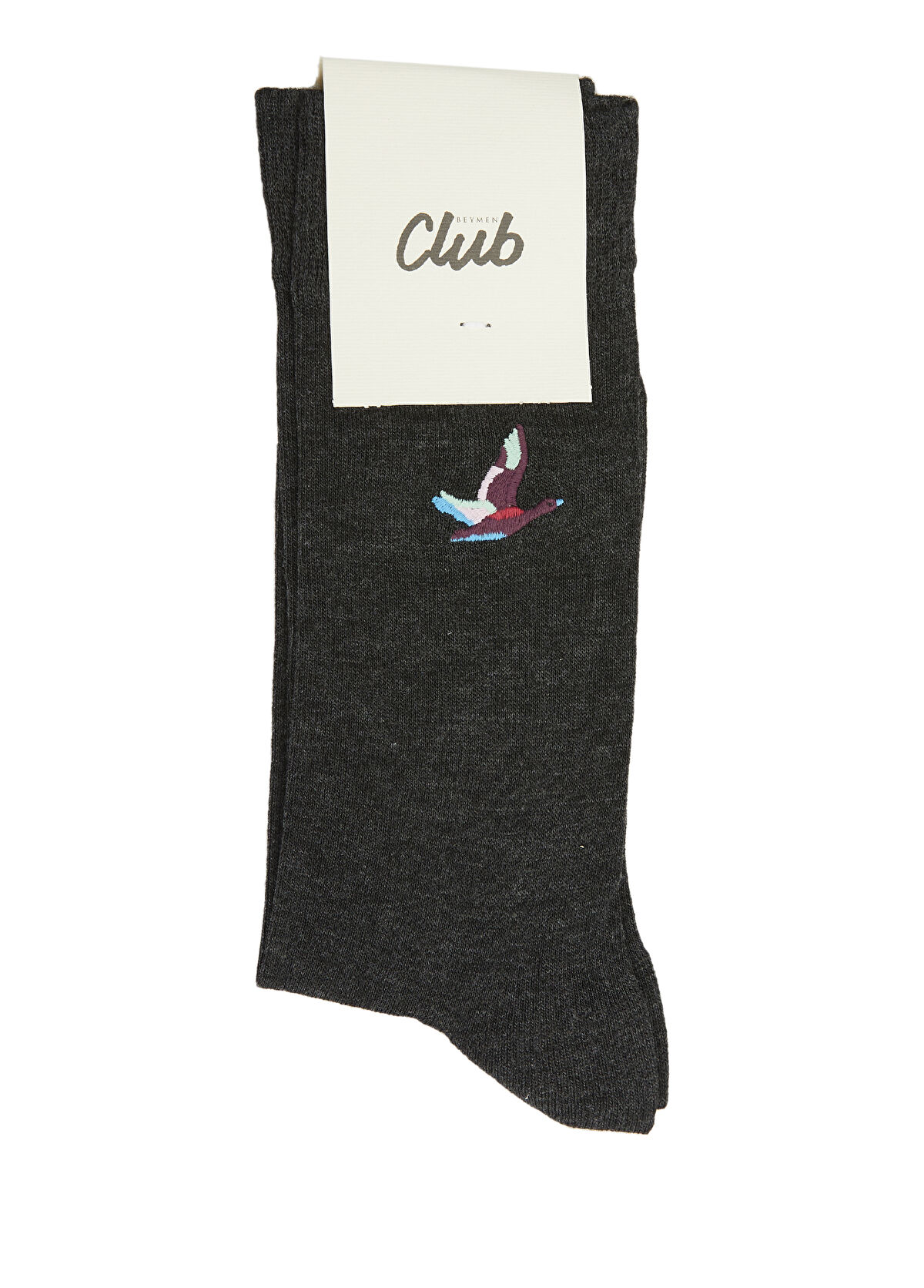 Beymen Club Antrasit Kuş Nakışlı Erkek Bambu Çorap - 1
