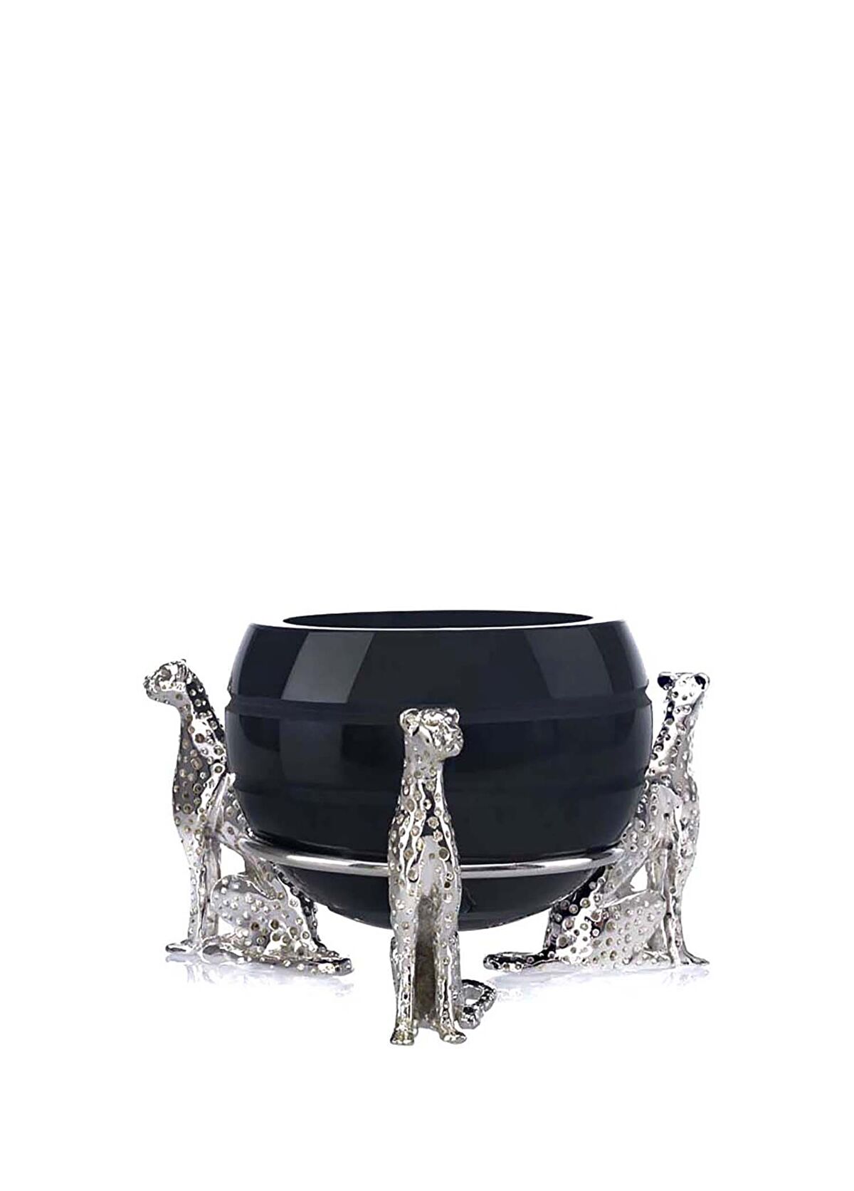 Accract Siyah 3 Çita Figürlü Dekoratif Kase - 1