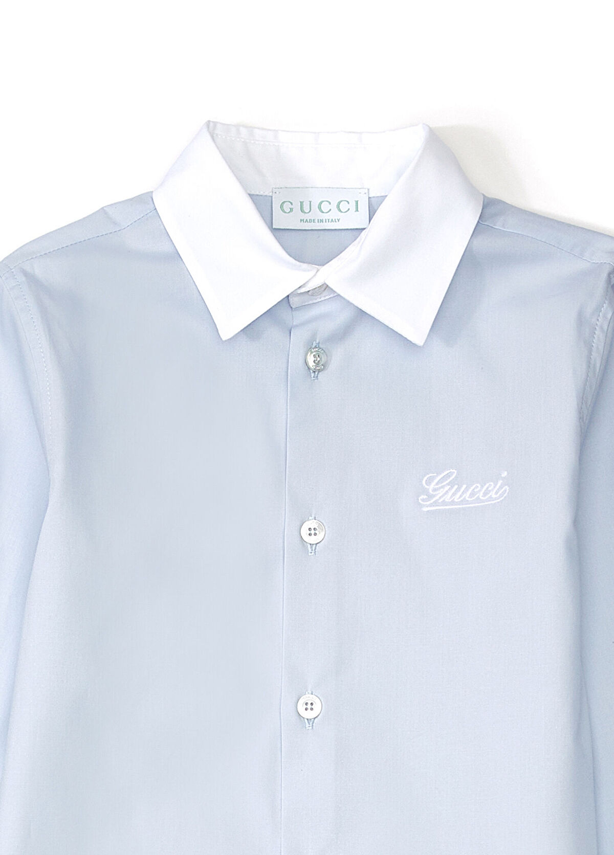 Gucci Mavi Logo Nakışlı Erkek Çocuk Gömlek - 3