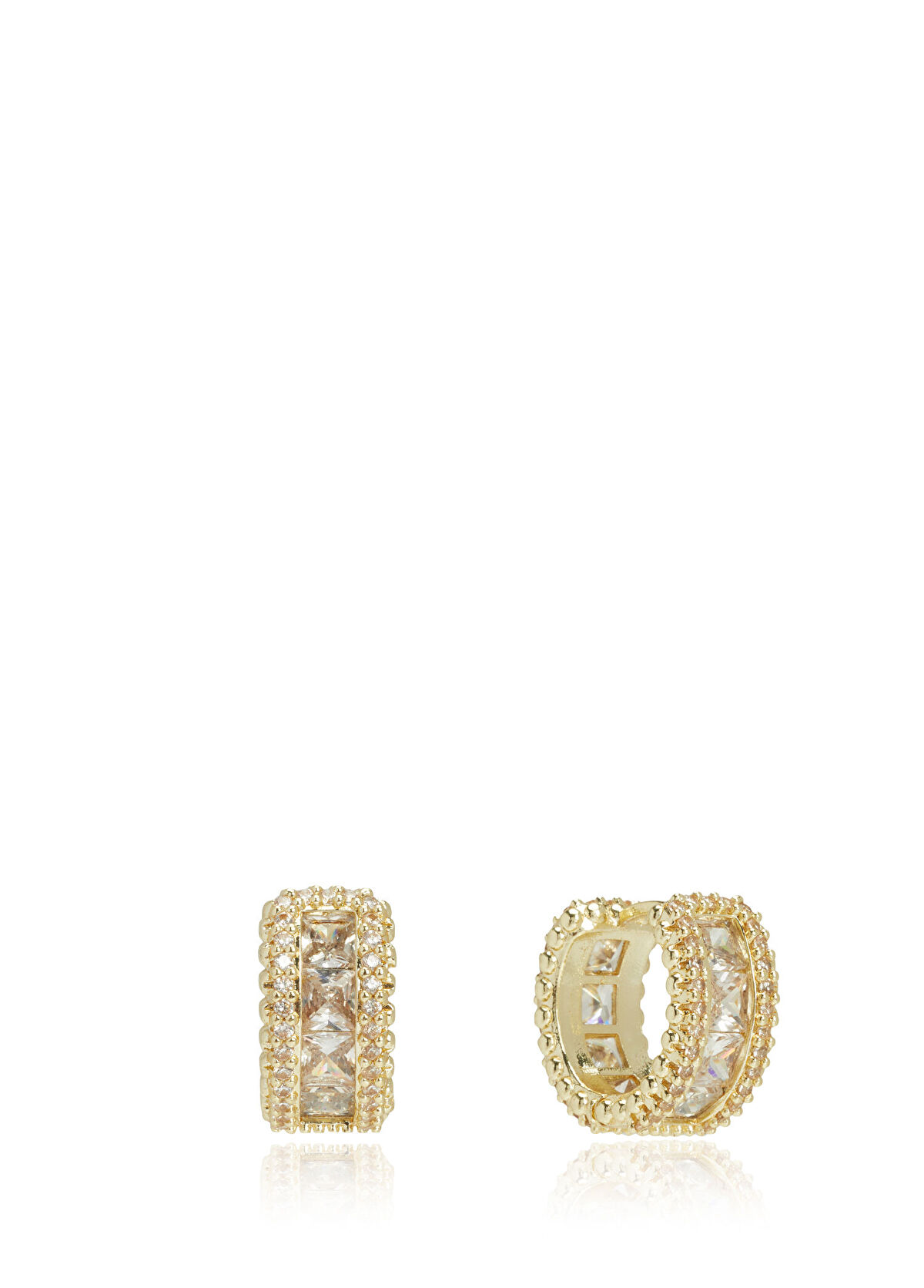 Beymen Club Gold Zircon Stone Women's Mini Hoop Earrings - 3