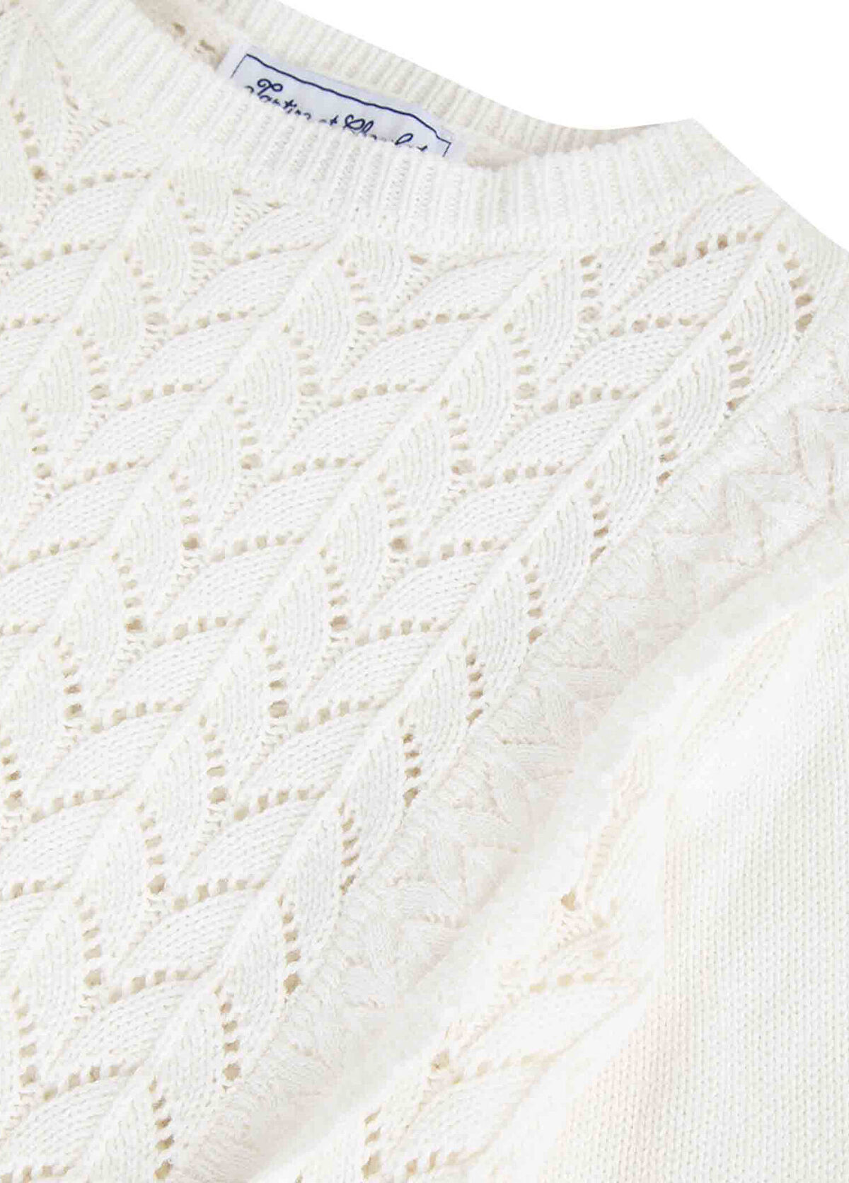 Tartine Et Chocolat White Openwork Girl's Knitwear Sweater - 3