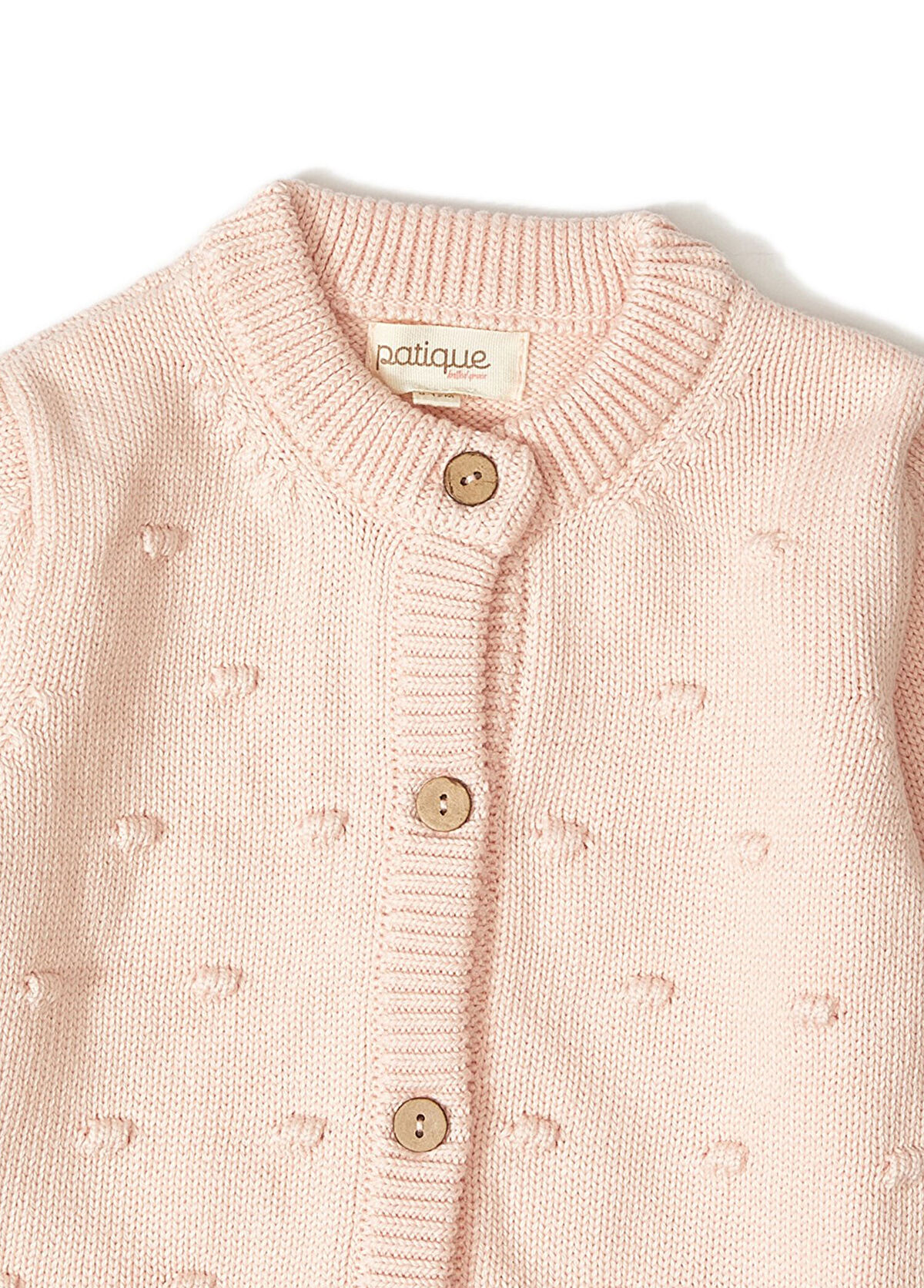 Patique Kids Bubble Pattern Organic Cotton Knit Pink Baby Girl Cardigan - 3