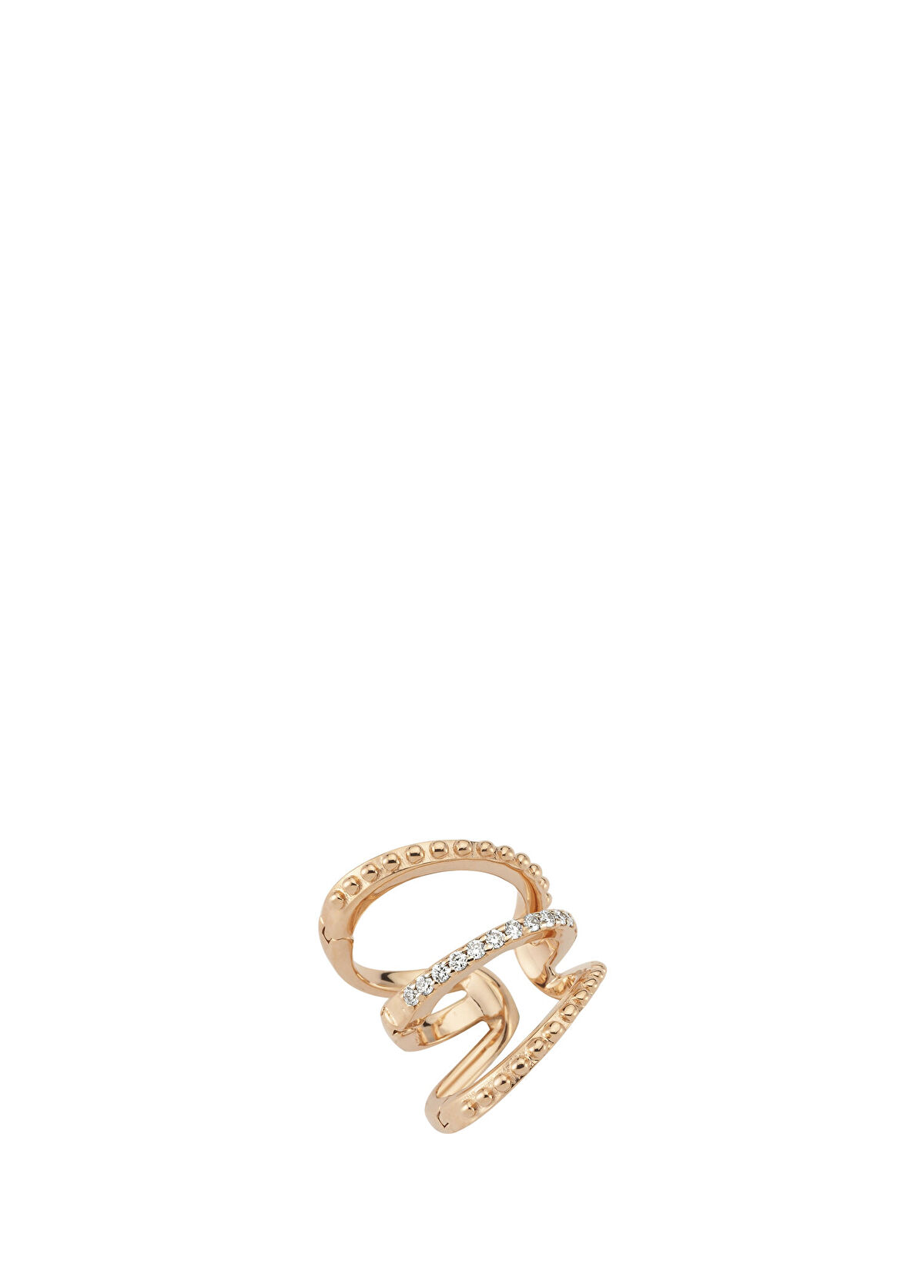 Mondrian 3 Sıra Pırlanta Altın Kıkırdak Küpesi - Görsel 2