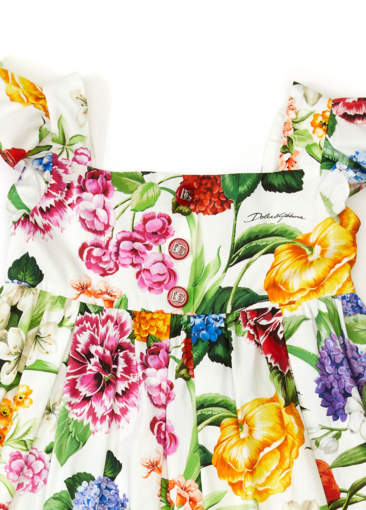 Dolce&Gabbana Çiçek Desenli Pileli Kız Çocuk Elbise - 3