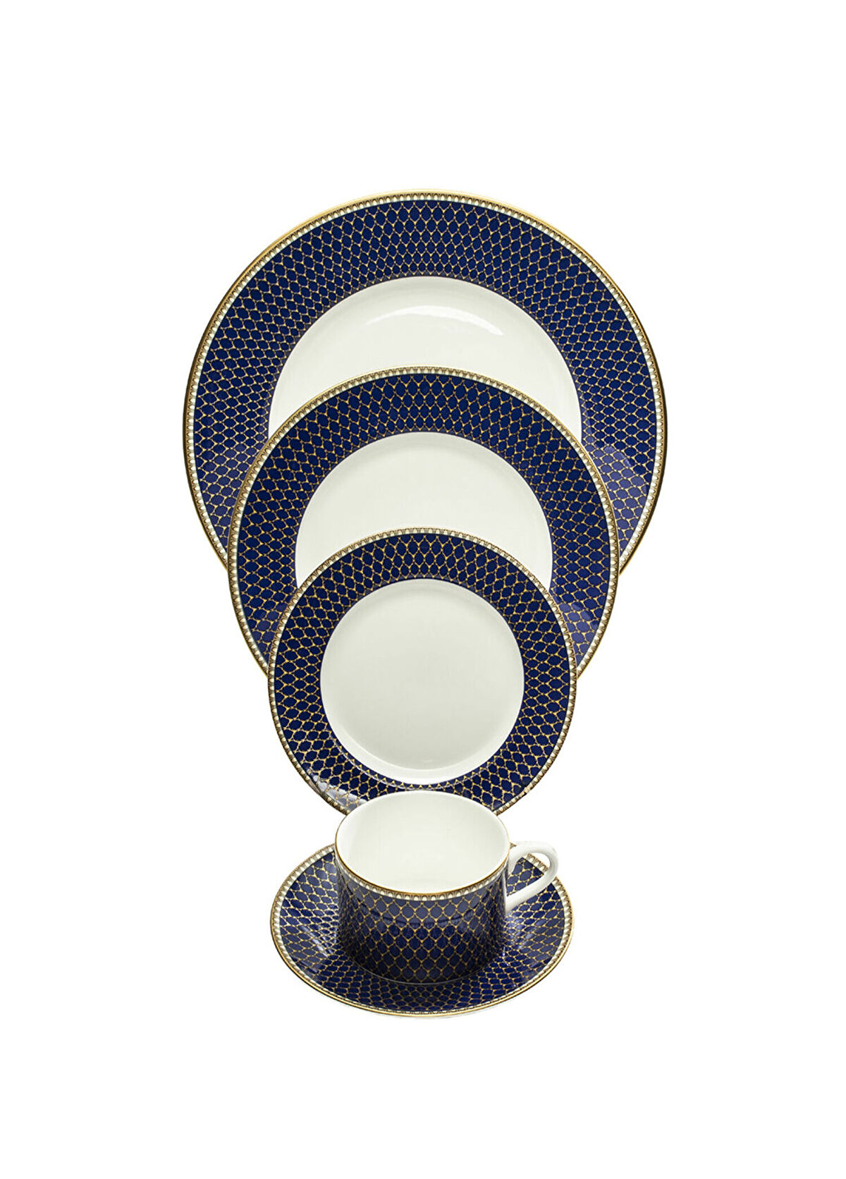 Halcyon Days Antler Trellis Midnight Porselen Tek Kişilik Yemek Takımı - 1