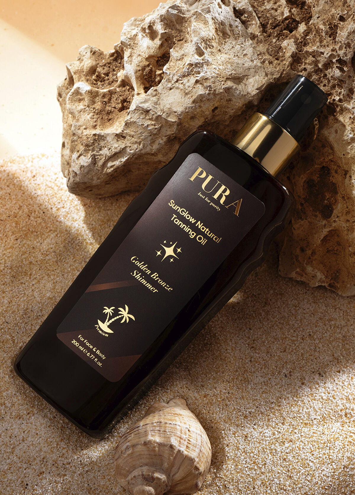 PURA Just for purity SunGlow Naturel Tanning Shimmer Oil Doğal Besleyici Simli Bronzlaştırıcı Yağ 200 ml - 3