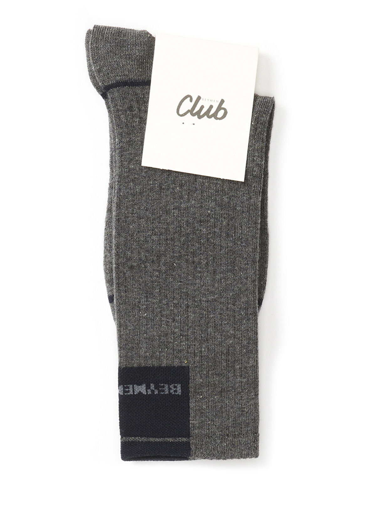 Beymen Club Gri Logolu Çizgi Dokulu Erkek Çorap - 1