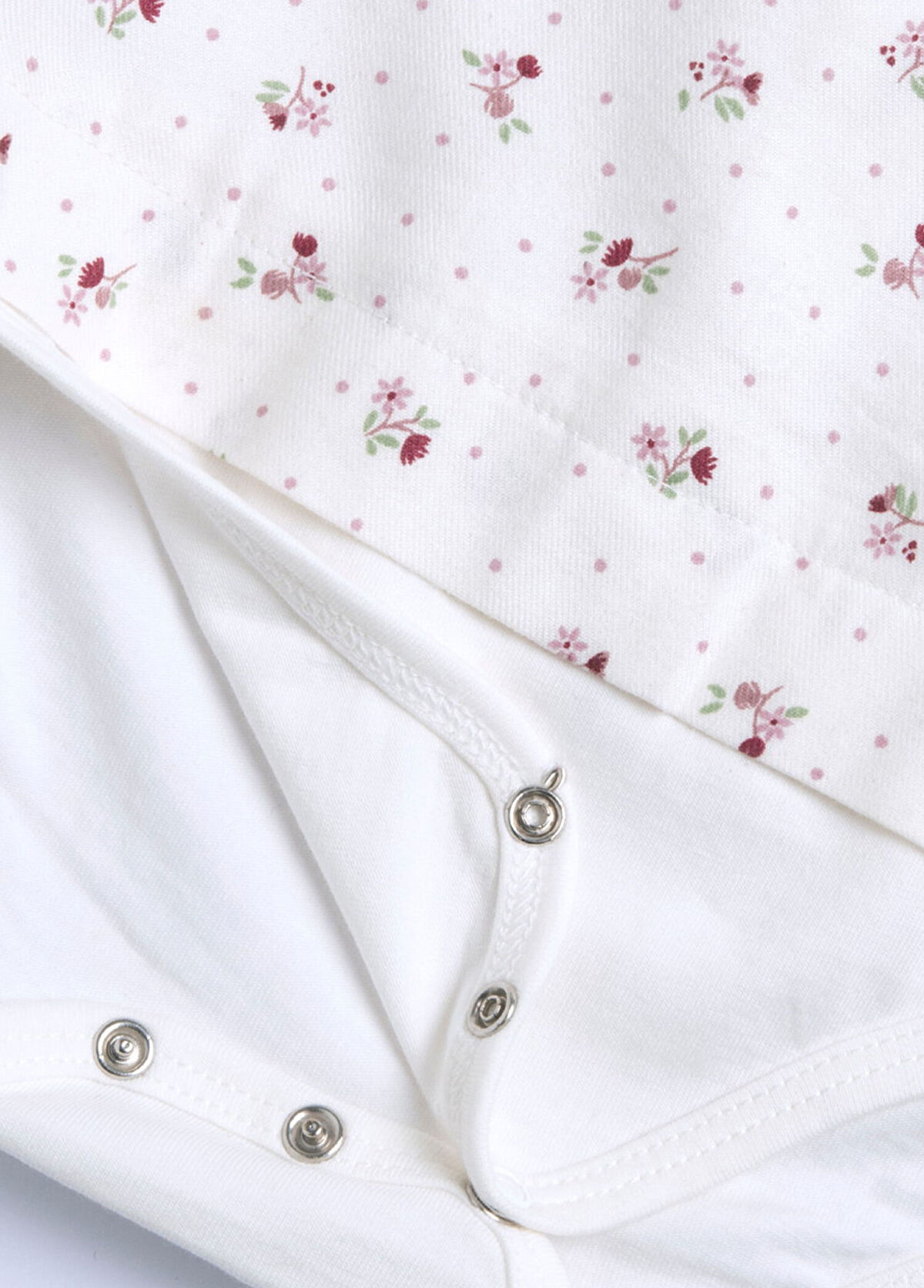 Chicco White Floral Patterned Long Sleeve Baby Girl Body Shirt - 3