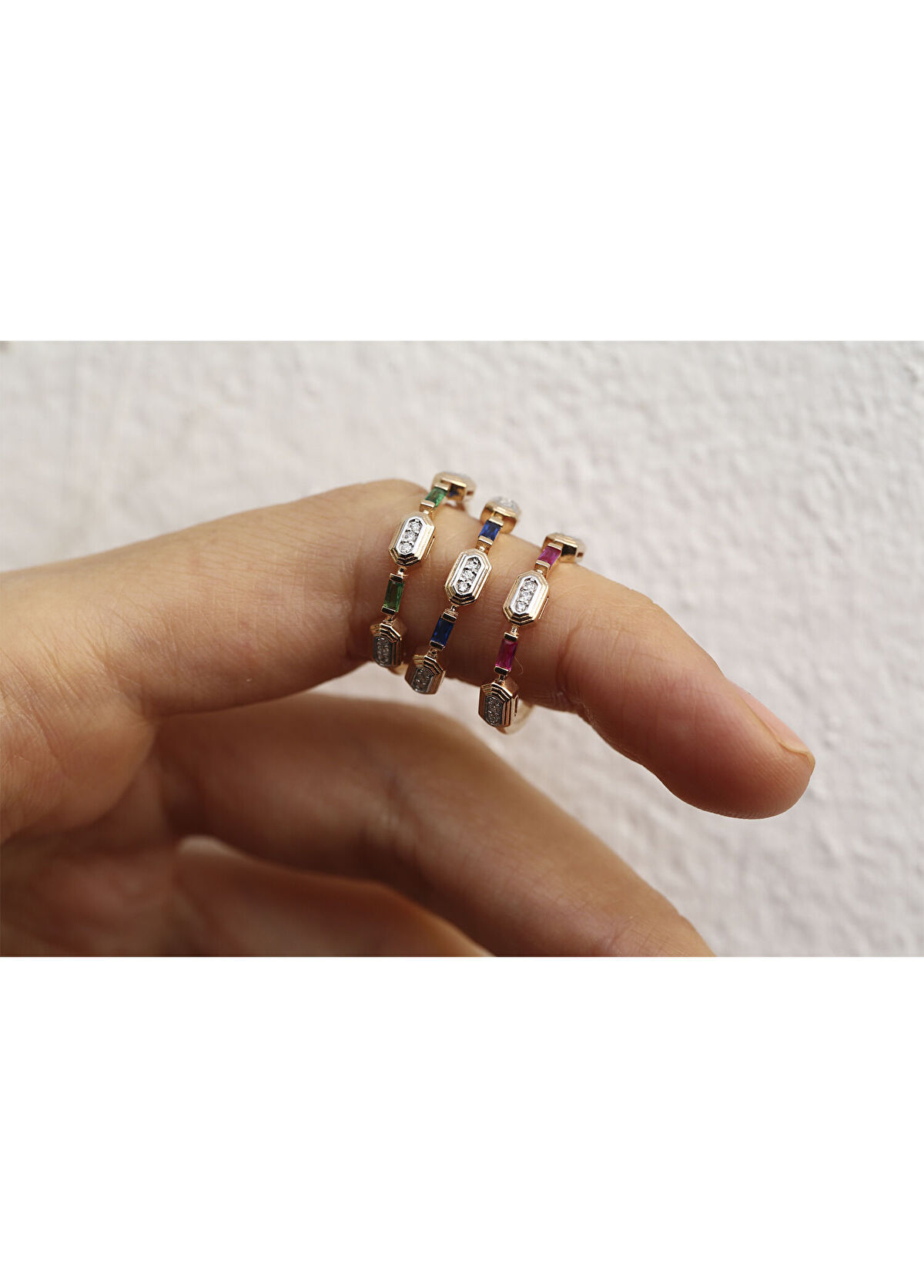 Green Glow 14 Ayar Pembe Altın Pırlanta Yüzük - Görsel 4