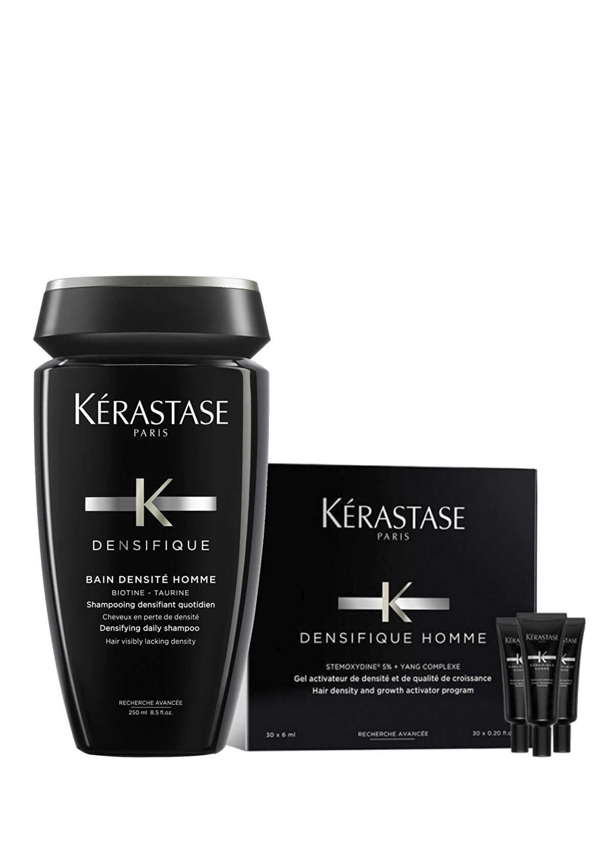 Kerastase Densifique Homme Erkekler İçin Yoğunlaştırıcı Şampuan 250 ml + Bakım Kürü 30 x 6 ml 2'li Set - 1
