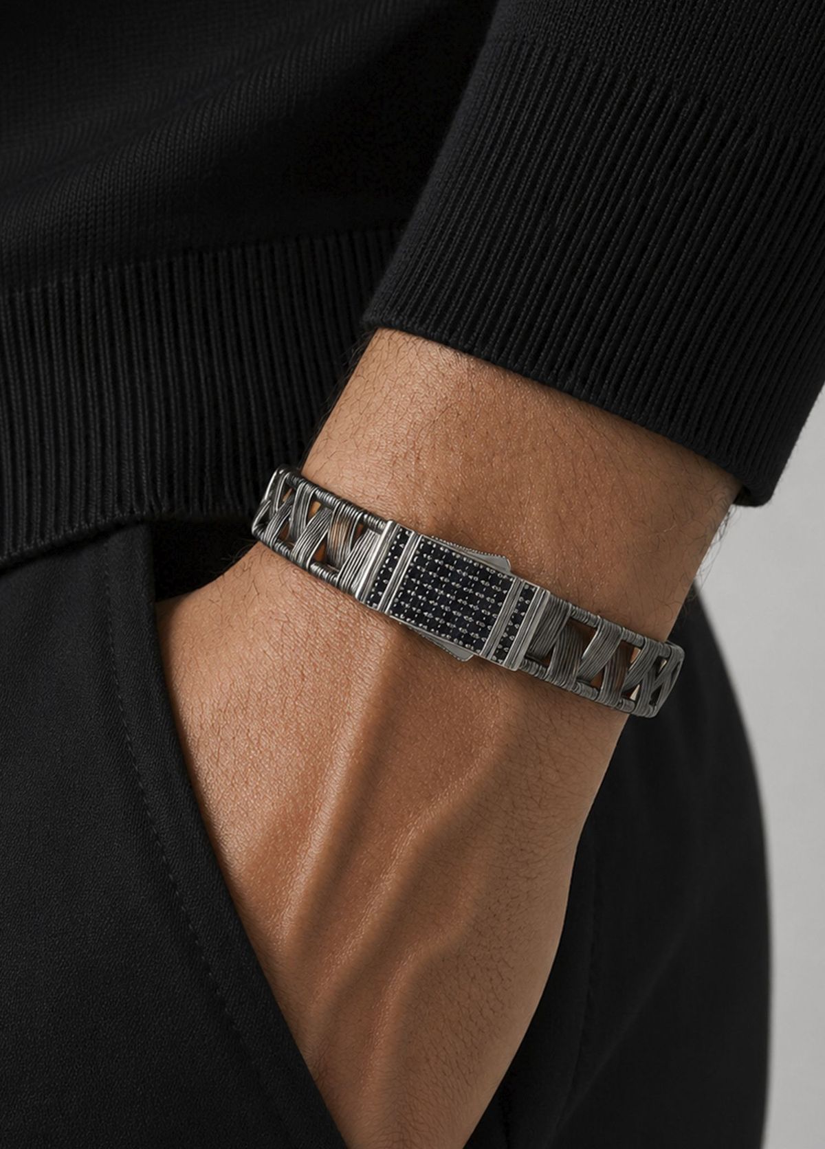 Orena Jewelry Noctra Cross Silver 925 Ayar Gümüş Erkek Bileklik - 3