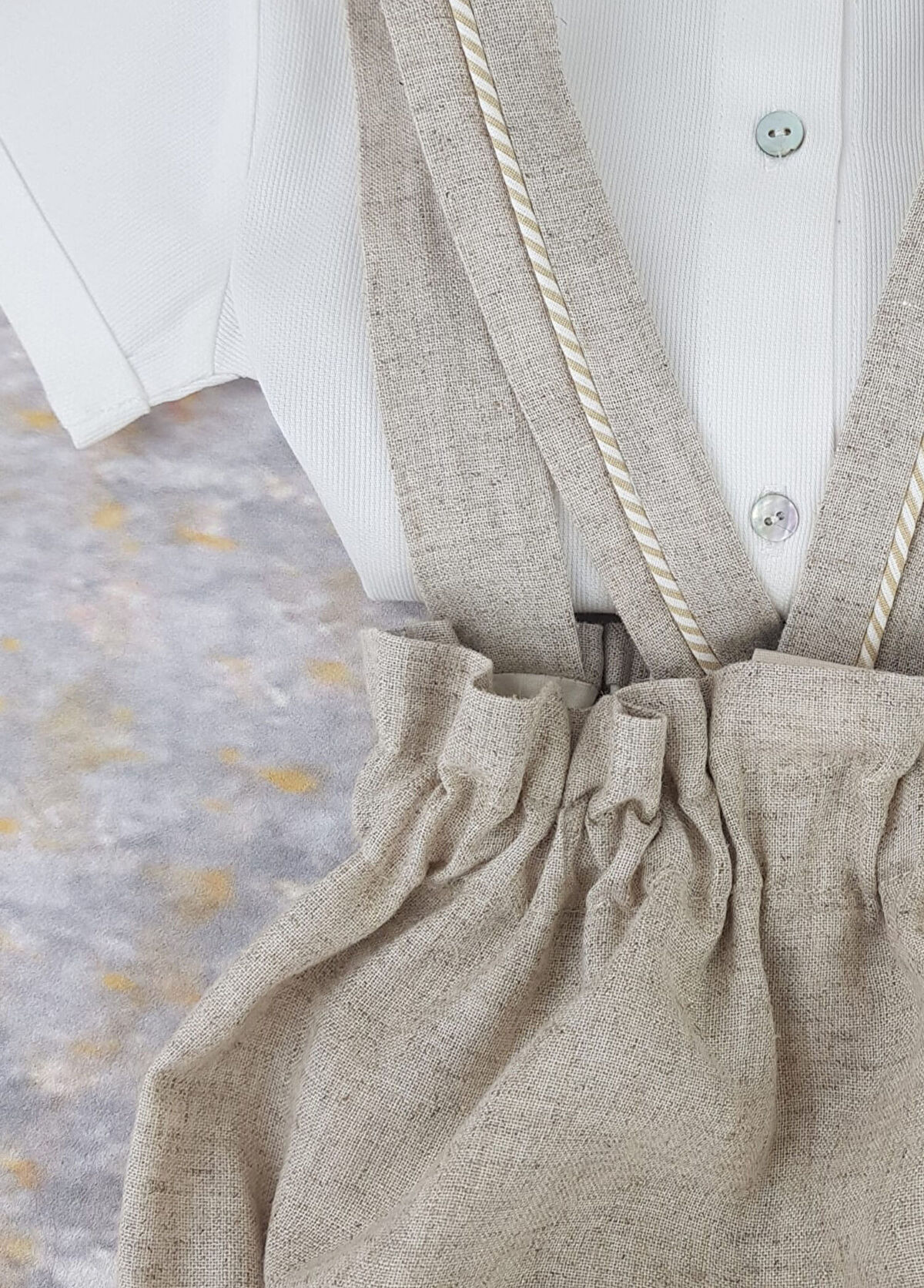 Littleku Pamuklu Keten Salopekt Pamuklu Gömlek İkili Set - 3