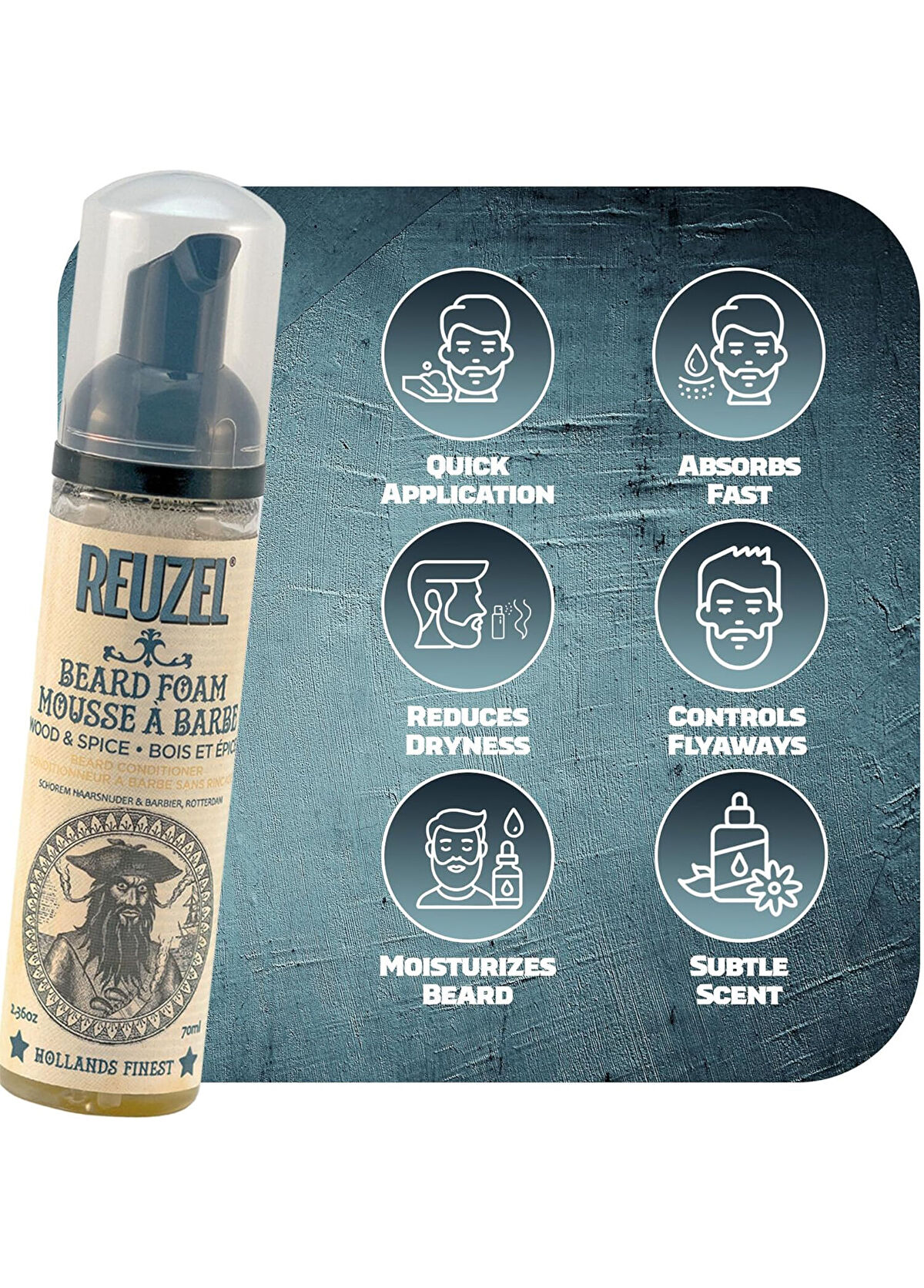 Reuzel Beard Foam Wood & Spice Durulanmayan Sakal Temizleme Köpüğü 70 ml - 3