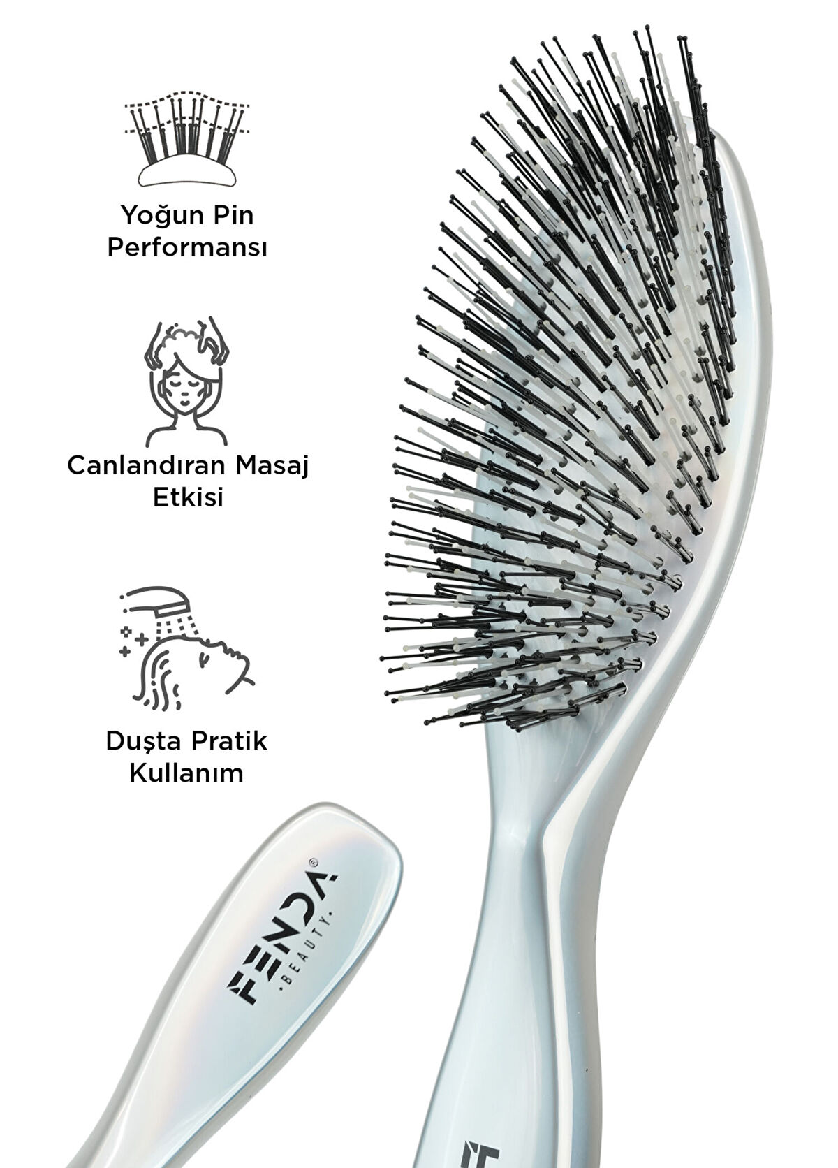 FENDA Professional Moonstone White 4-Pin Slim White Hair Brush - 3