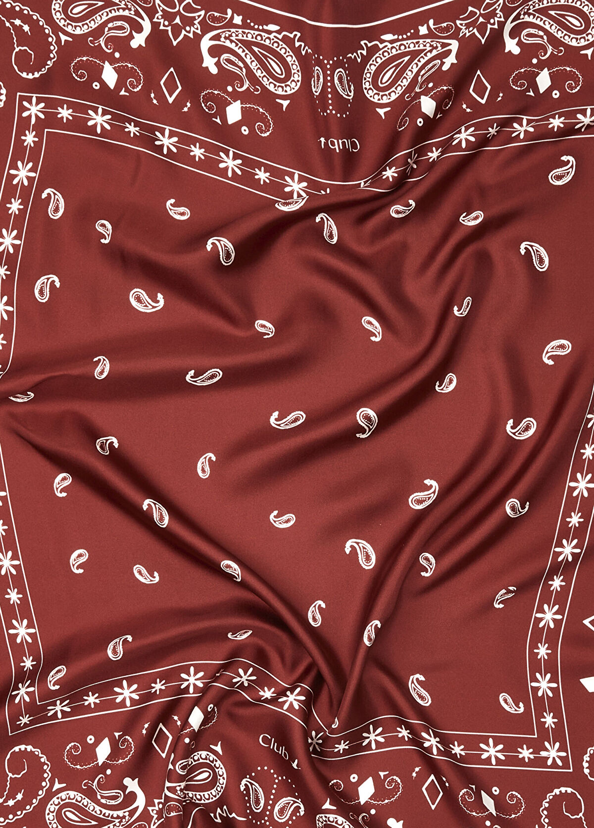 Beymen Club Burgundy Paisley Patterned Silk Scarf - 3