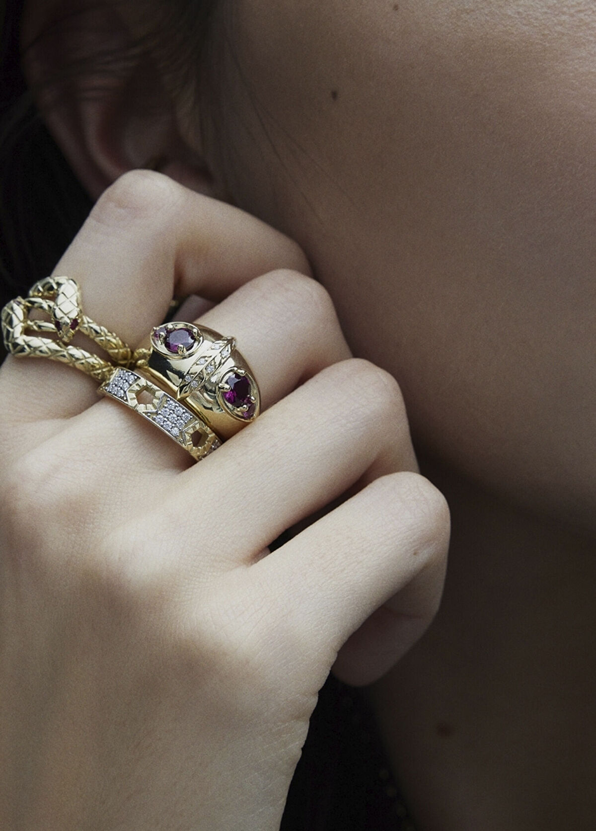 Foen Reborn Yakut Taşlı 14 Ayar Altın Kadın Yüzük - 3