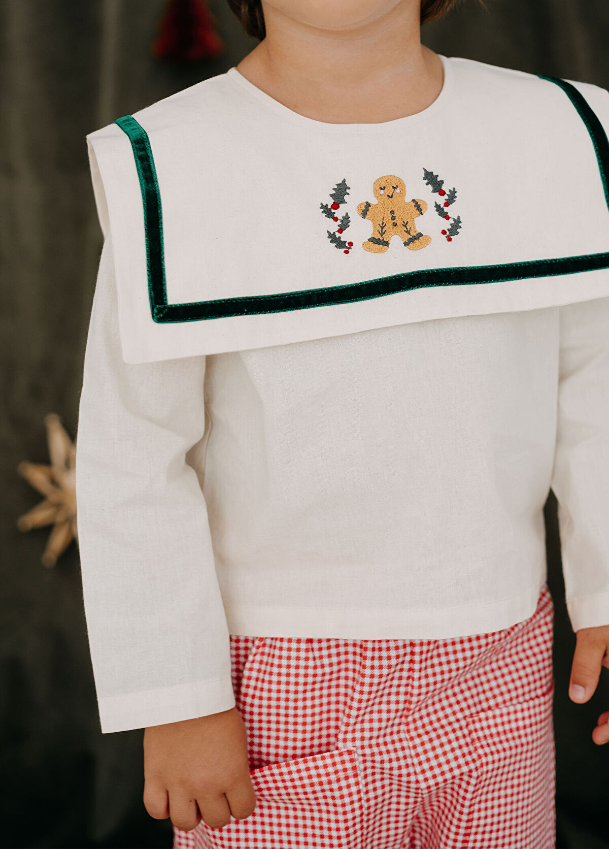 Ilo + Friends Lou Santa Cream Long Sleeve Unisex Kids Blouse - 3