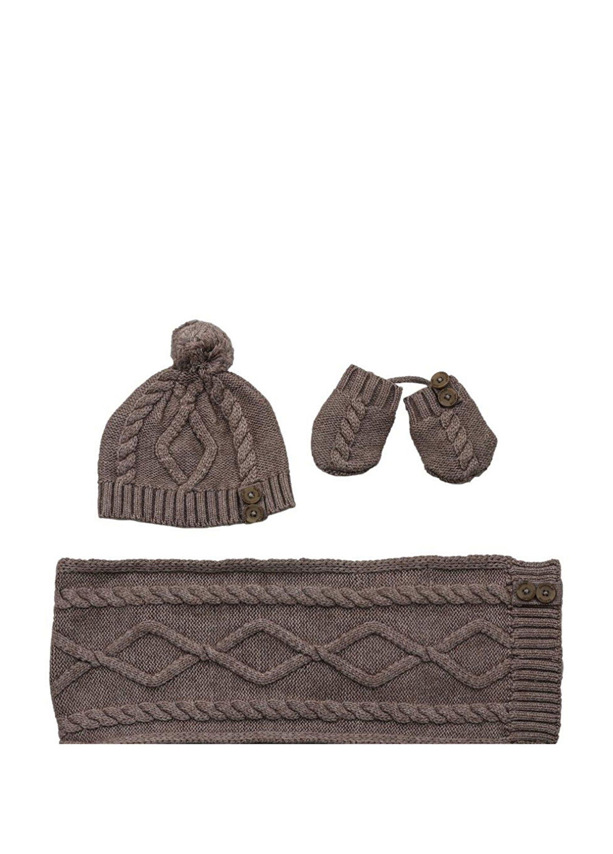 Tartine Et Chocolat Brown Baby Boy Scarf & Beanie Gloves Set - 1