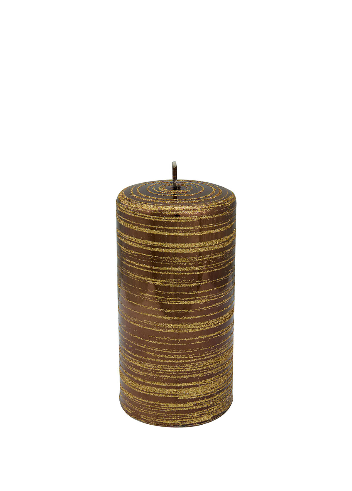 Fem Candles Metalik Kestane Kahverengi Parıltılı Silindir Mum - 1