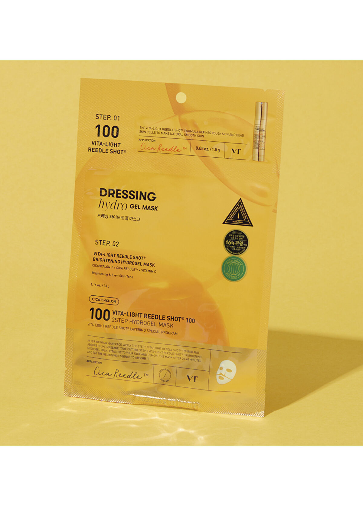 VT Cosmetics Vita Light Reedle Shot 100 C Vitaminli Hidrojel Aydınlatıcı Yüz Maskesi 1.5 gr + 33 gr - 3