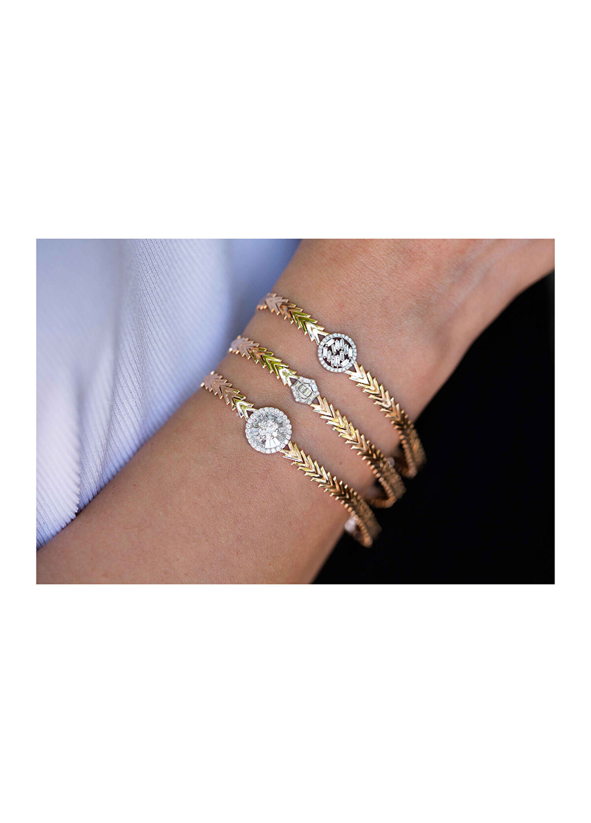 Reis Kuyumculuk Pars Grande Trapez 14 Ayar Altın Kadın Pırlanta Bileklik - 3