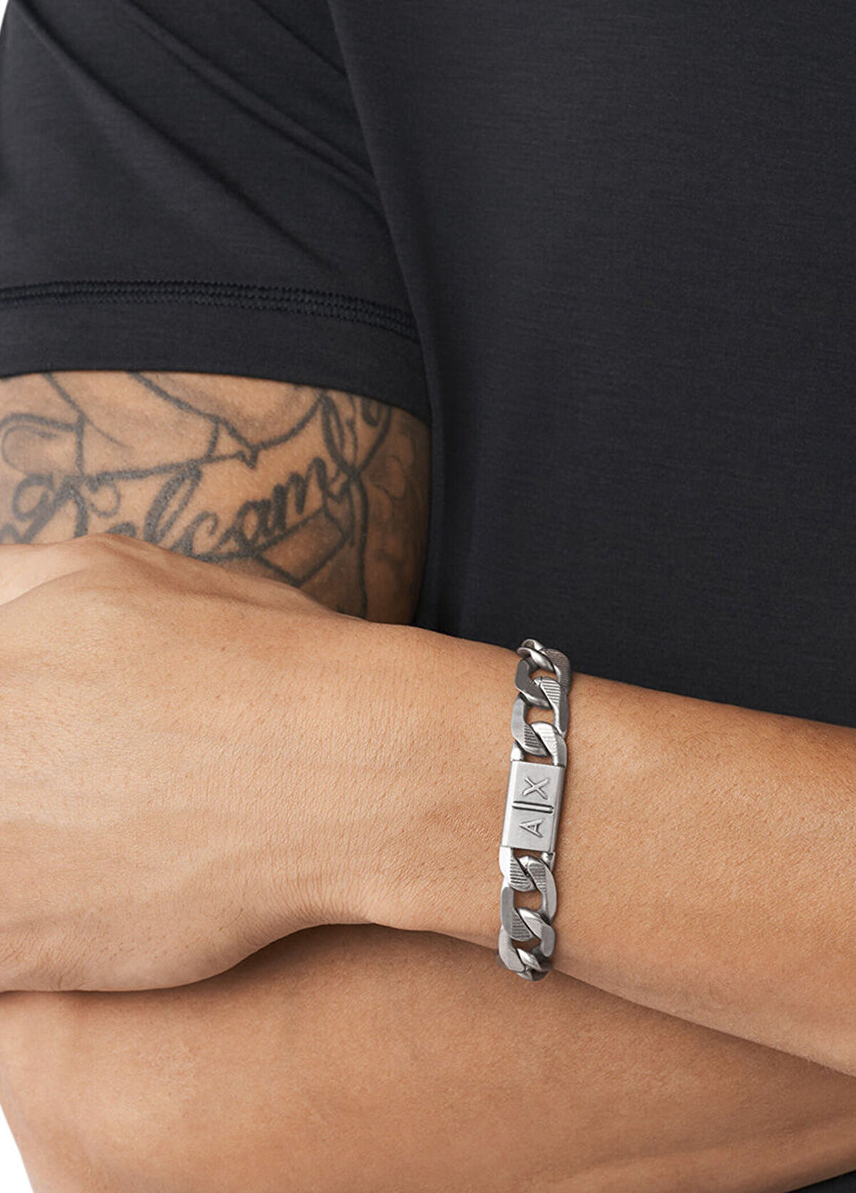 AXG0077-040 Metalik Gri Çelik Erkek Bileklik - Görsel 4