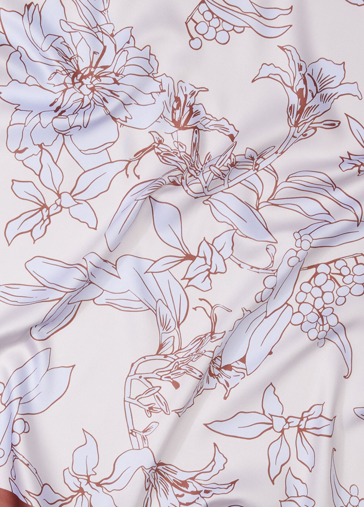 Beymen Club Cream Tile Patterned Women's Satin Scarf - 3