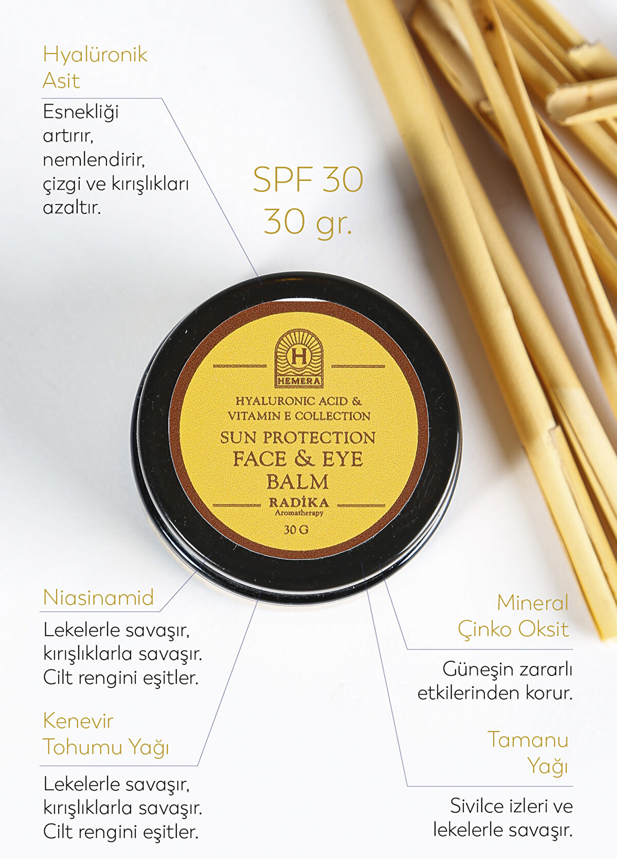 Radika Aromatherapy Hemera Serisi Yüz ve Göz Çevresi SPF30+ Güneş Koruyucu Krem 30 ml - 3