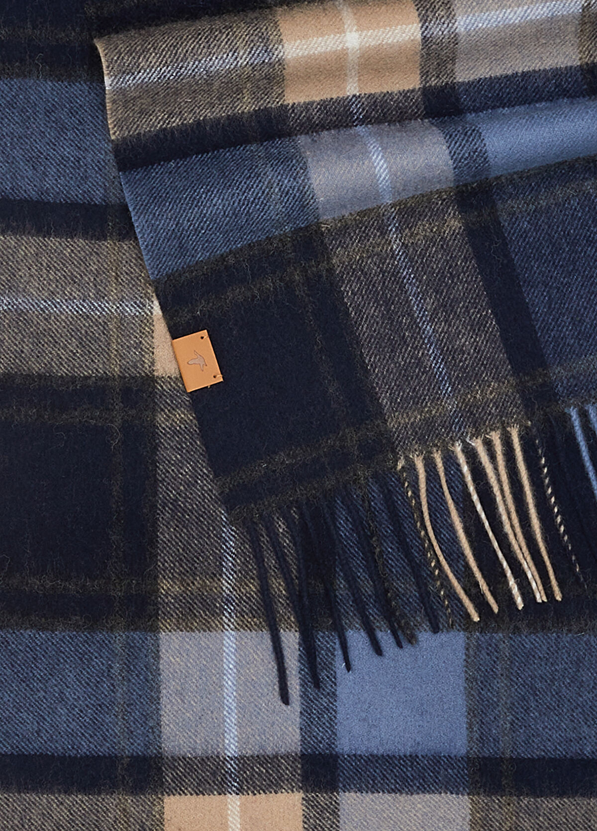 Beymen Club Lacivert Kare Desenli Erkek Yün Atkı - 3