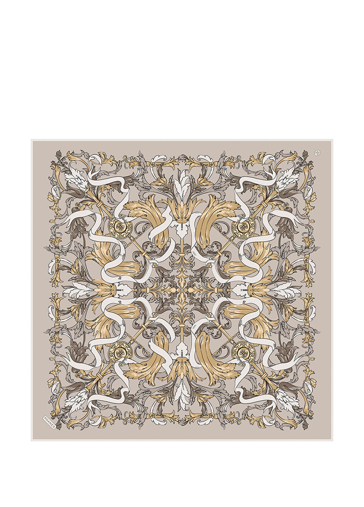 Poanes Baroque Ribbon Patterned Twill Silk Women's Scarf - 1