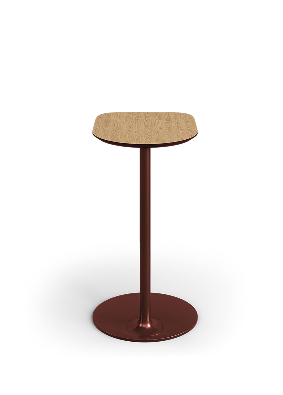 Borbo Como Burgundy Metal Legged Natural Wood Veneer Side Table - 3