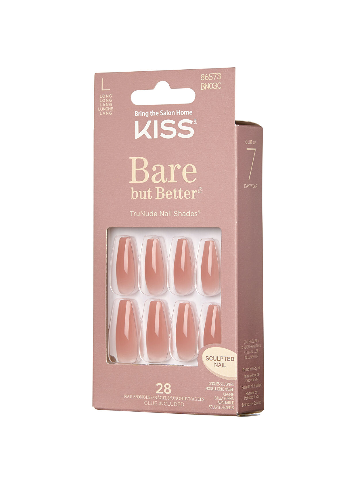 Kiss Bare But Better Nude Ombre Large Gel Fake Nail - 3